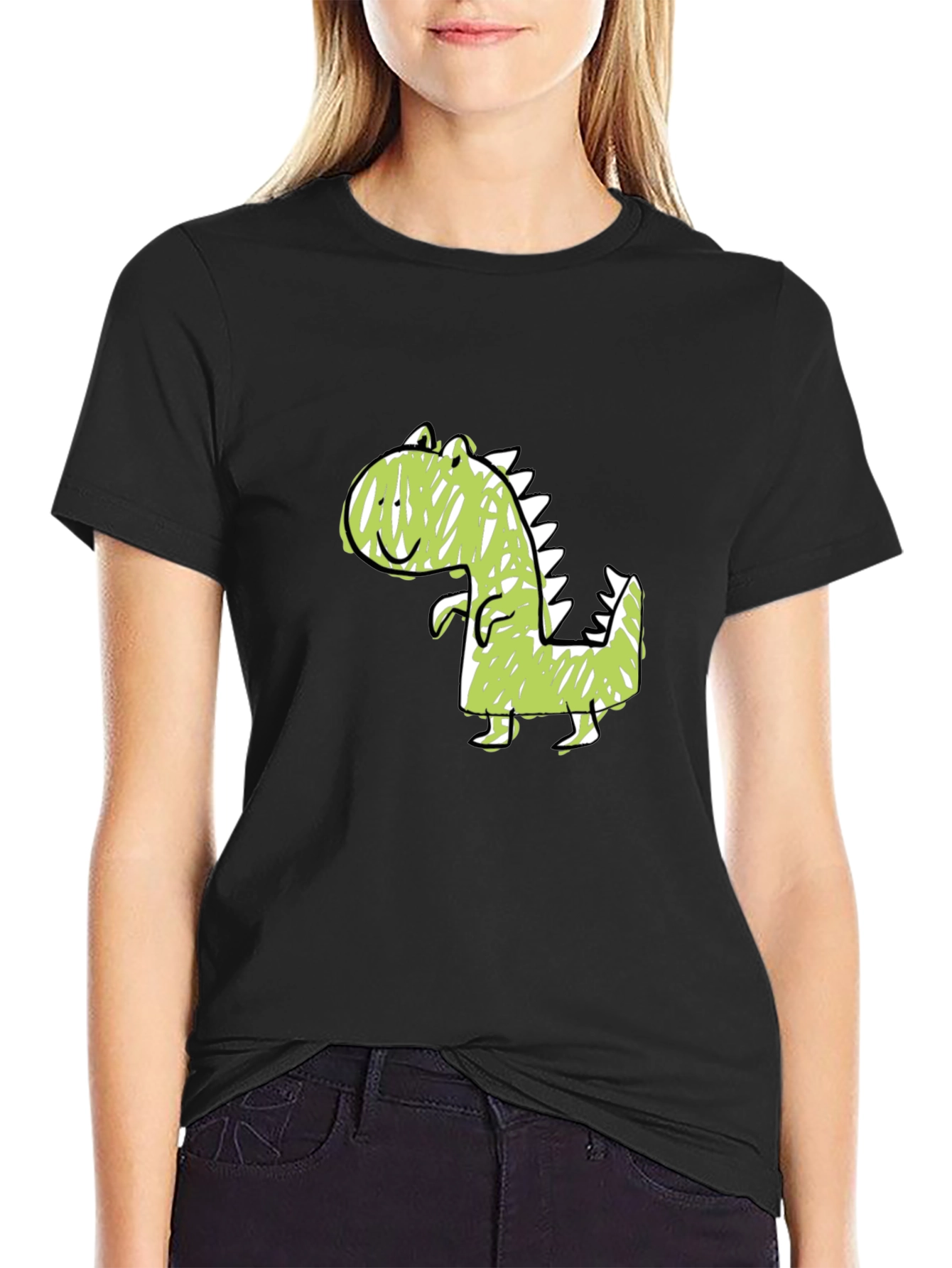 Cute Dinosaur Graphic Tee - Soft Cotton Black T-Shirt
