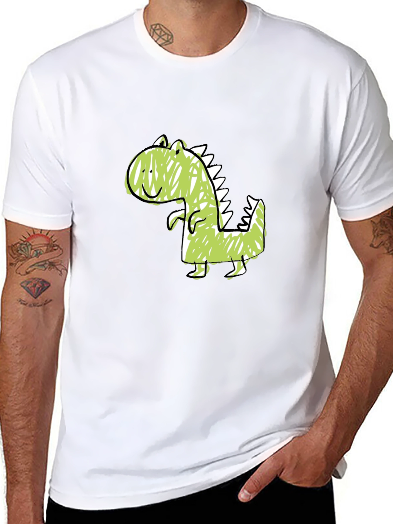 Cute Dinosaur Graphic Tee - Soft Cotton Black T-Shirt