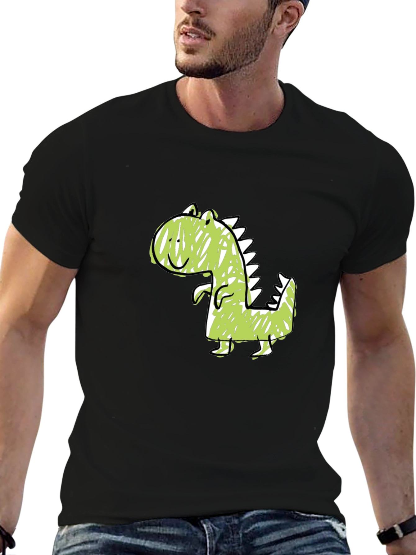 Cute Dinosaur Graphic Tee - Soft Cotton Black T-Shirt