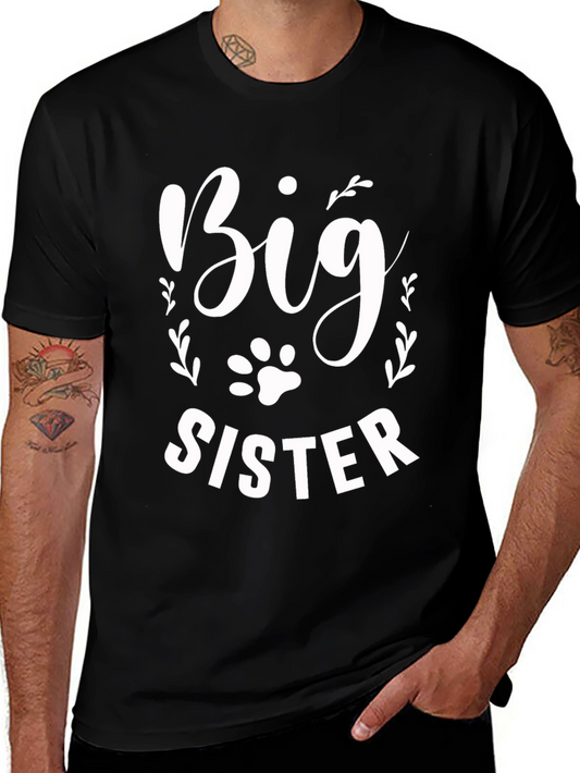 Big Sister Dog Paw Print Tee - New Sibling Gift!