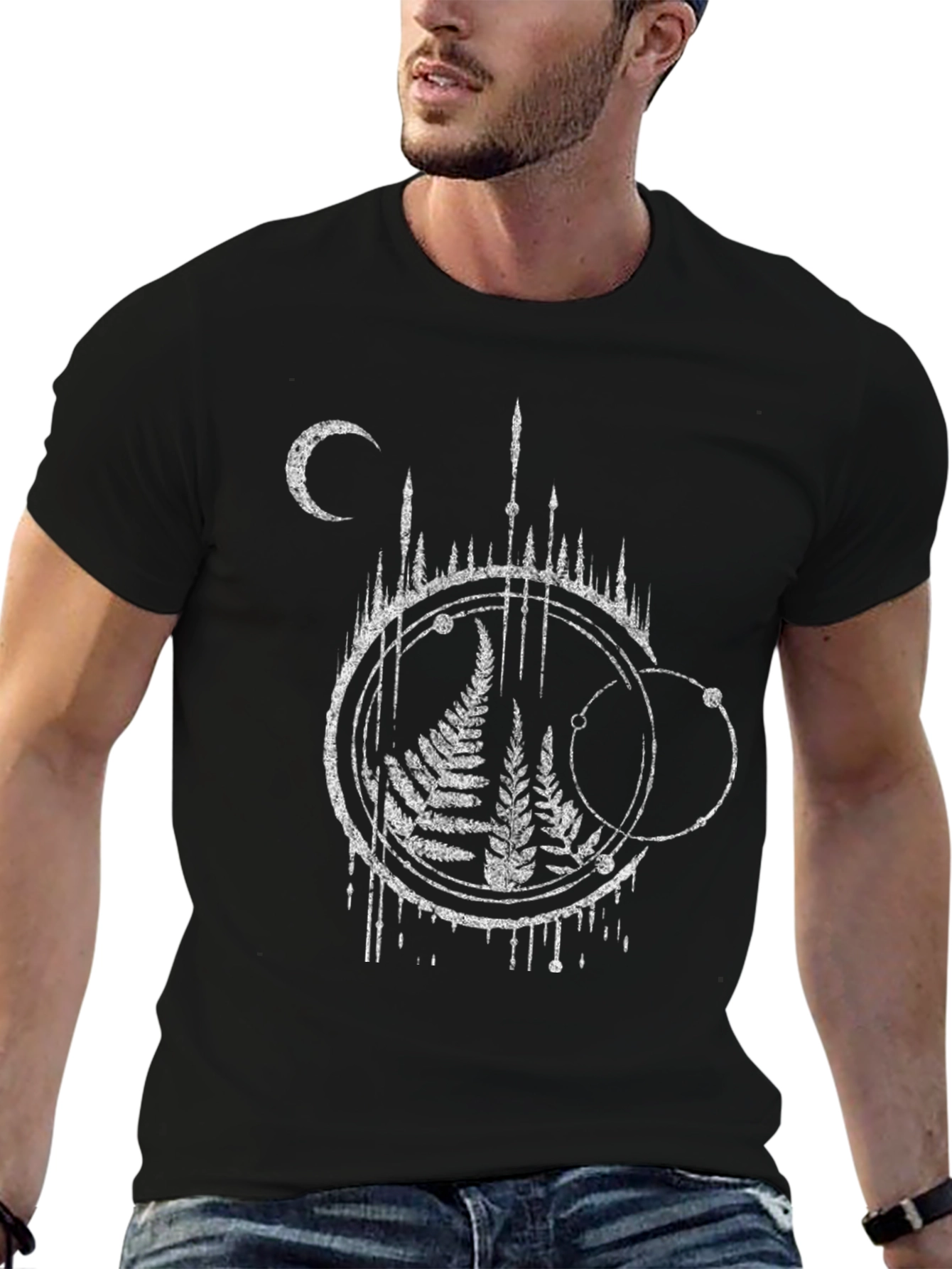 Fern & Moon Graphic Tee - Black Cotton Blend