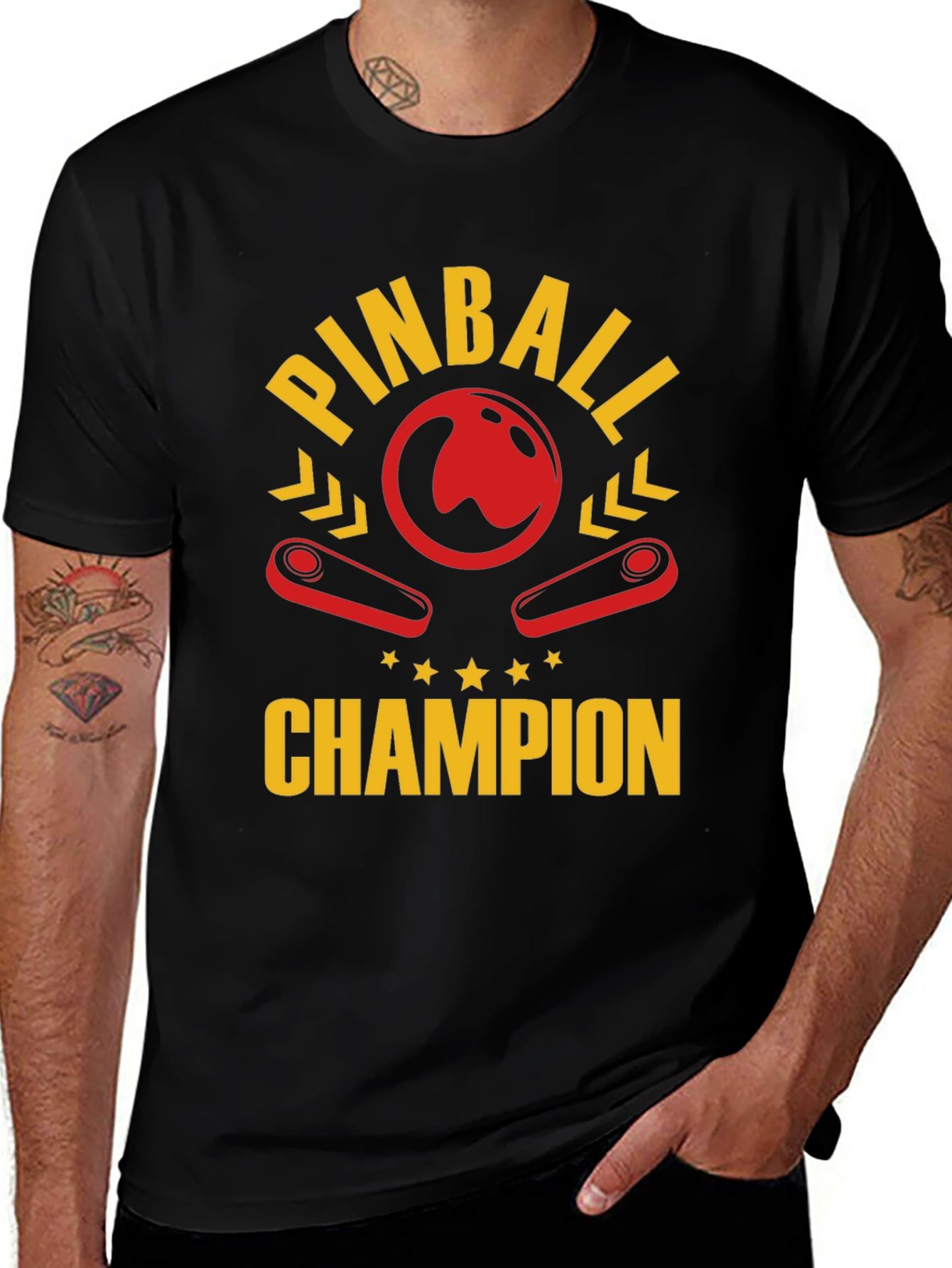 Pinball Champion Black Graphic T-Shirt