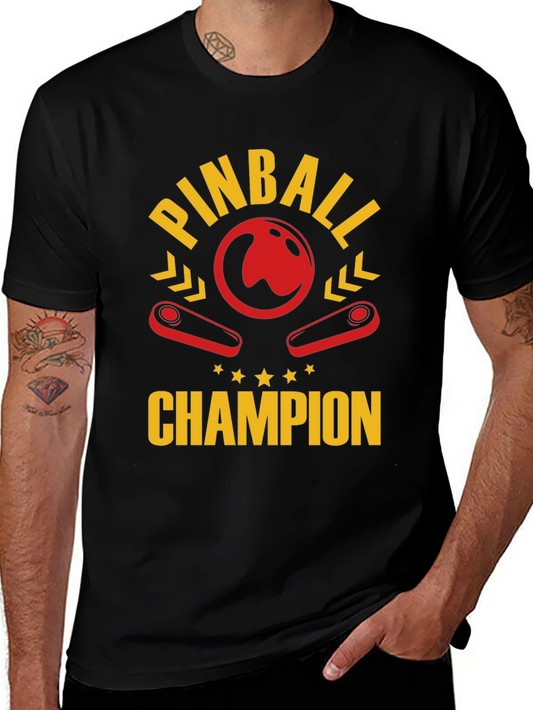 Pinball Champion Black Graphic T-Shirt