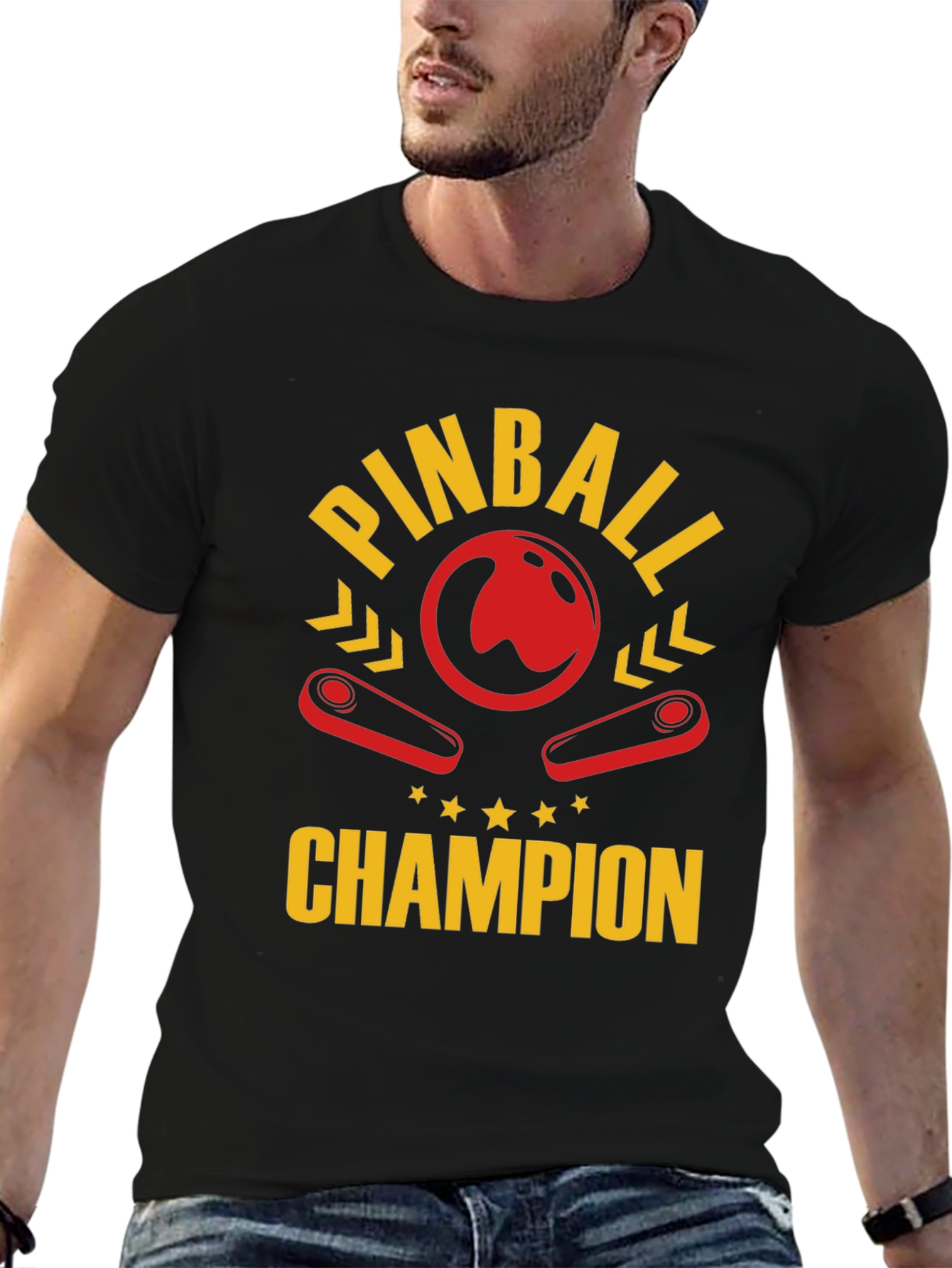 Pinball Champion Black Graphic T-Shirt