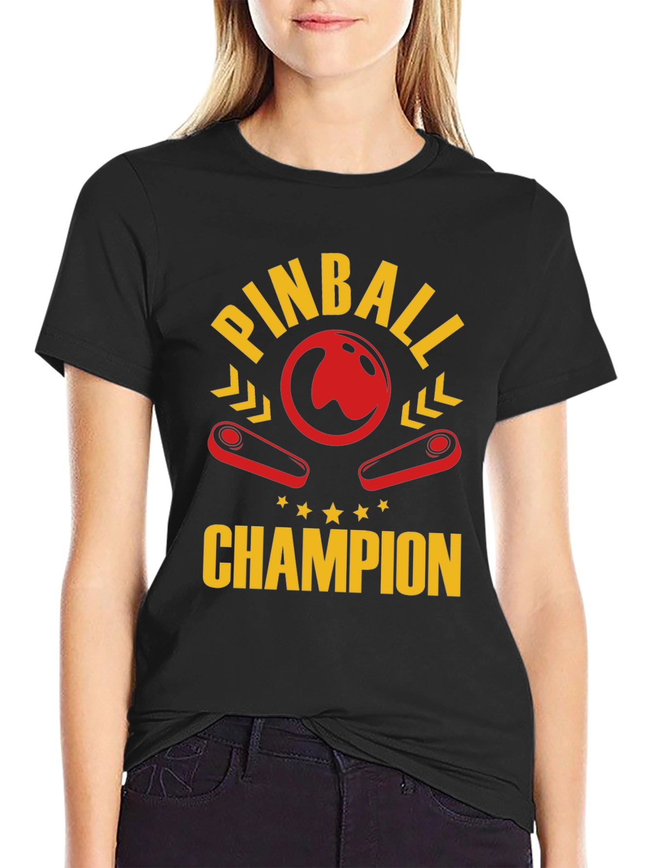 Pinball Champion Black Graphic T-Shirt