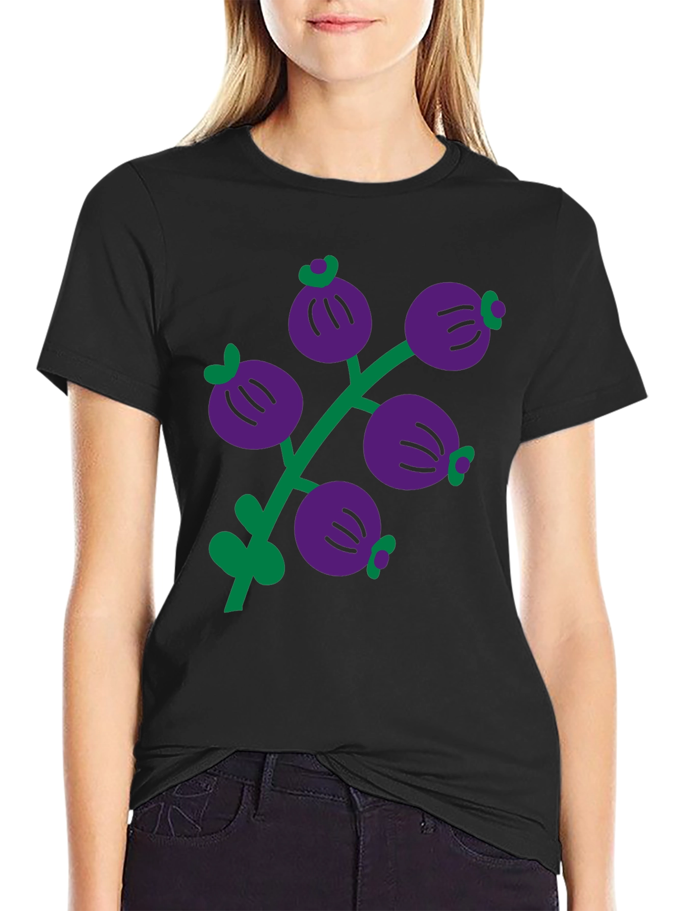 Berry Branch Graphic Black T-Shirt