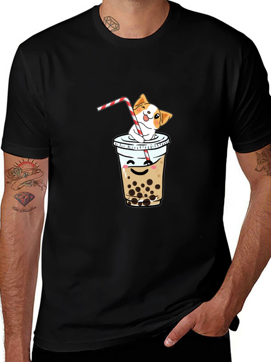 Cute Dog Boba Tea Graphic Tee - Trendy Unisex T-Shirt