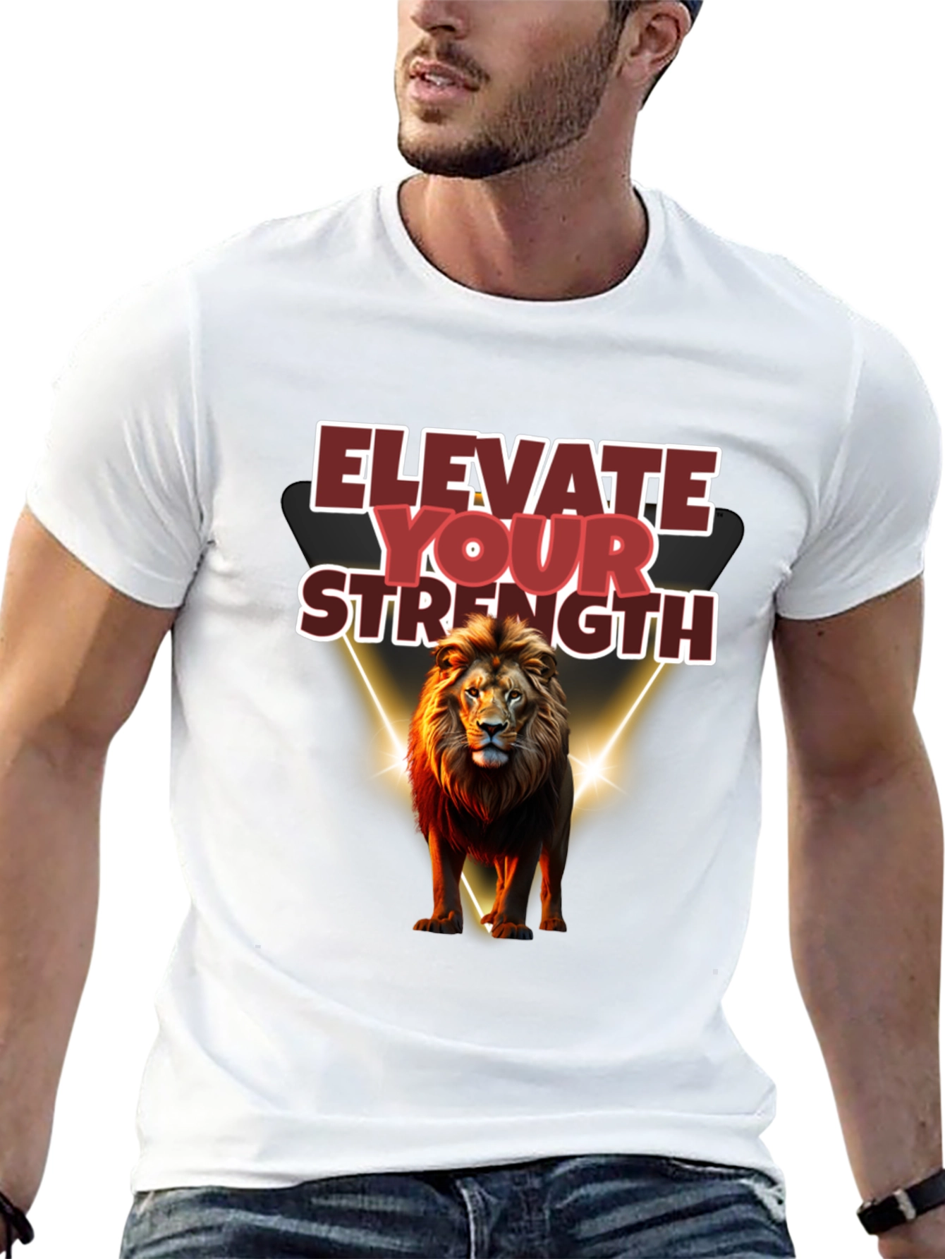 Elevate Your Strength Lion Graphic Tee