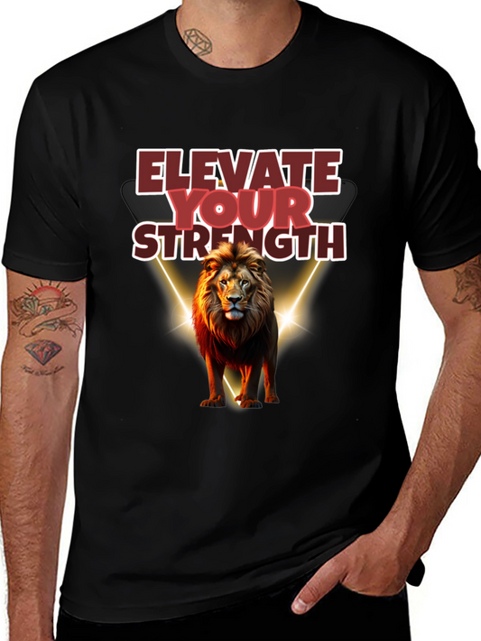 Elevate Your Strength Lion Graphic Tee