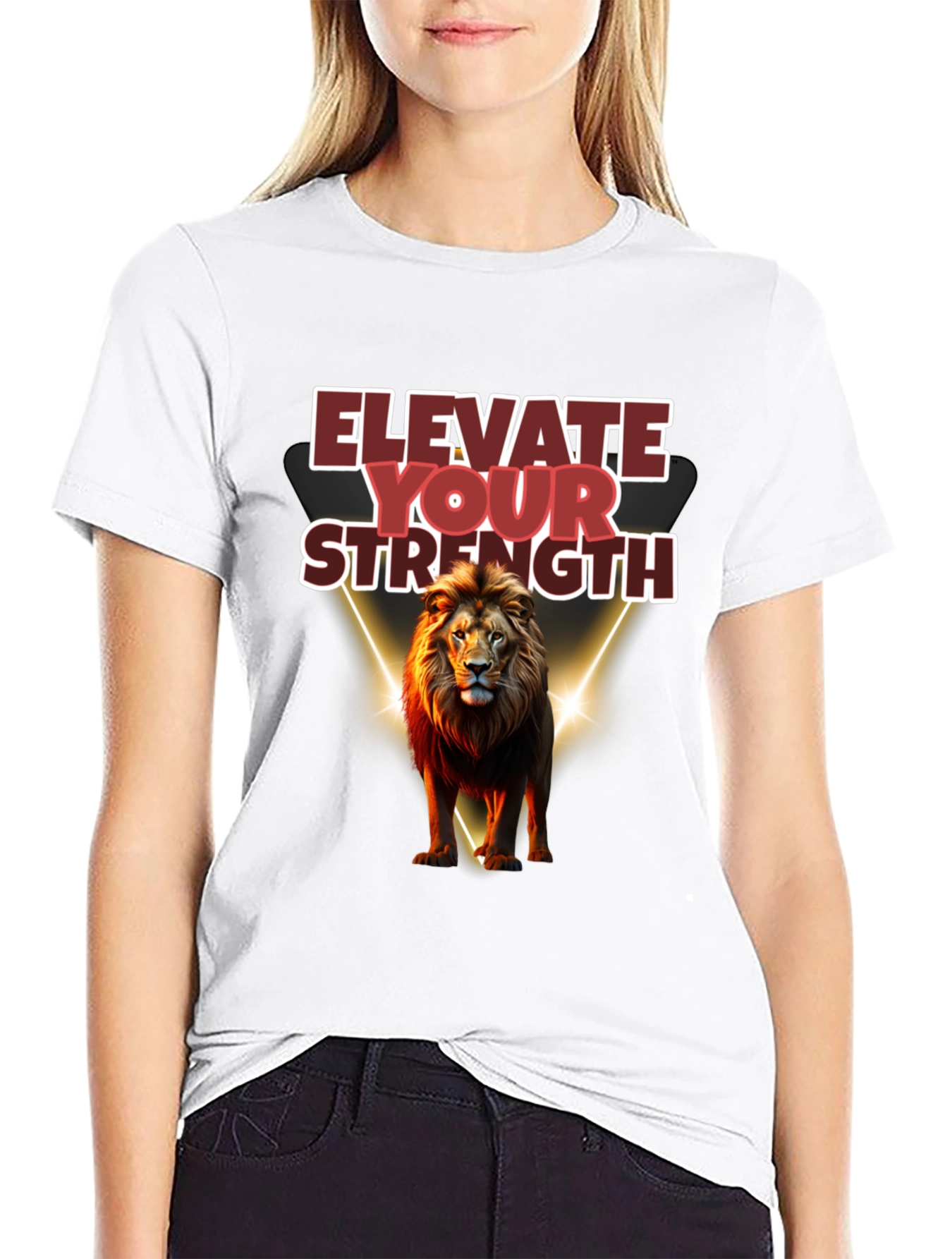 Elevate Your Strength Lion Graphic Tee