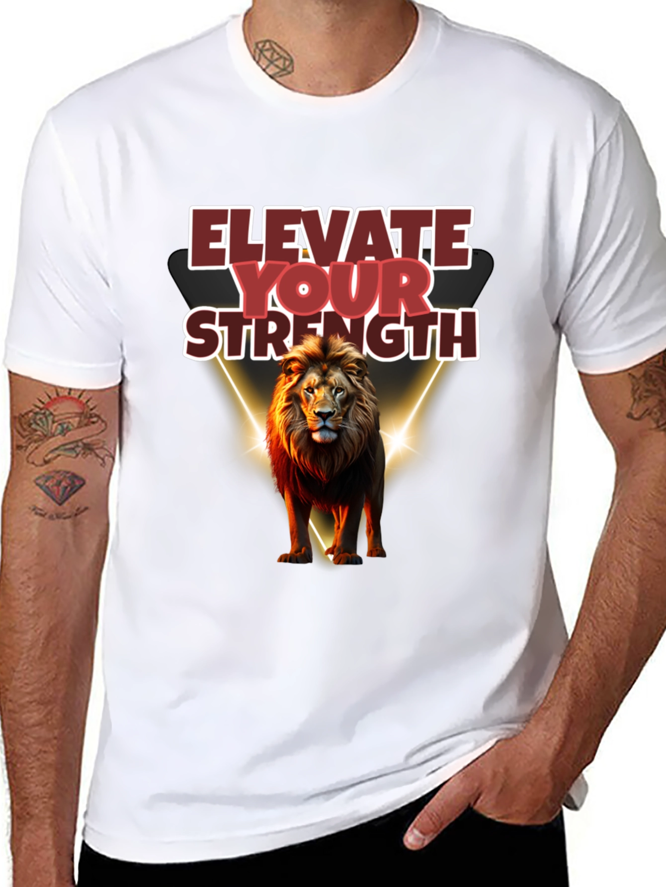 Elevate Your Strength Lion Graphic Tee