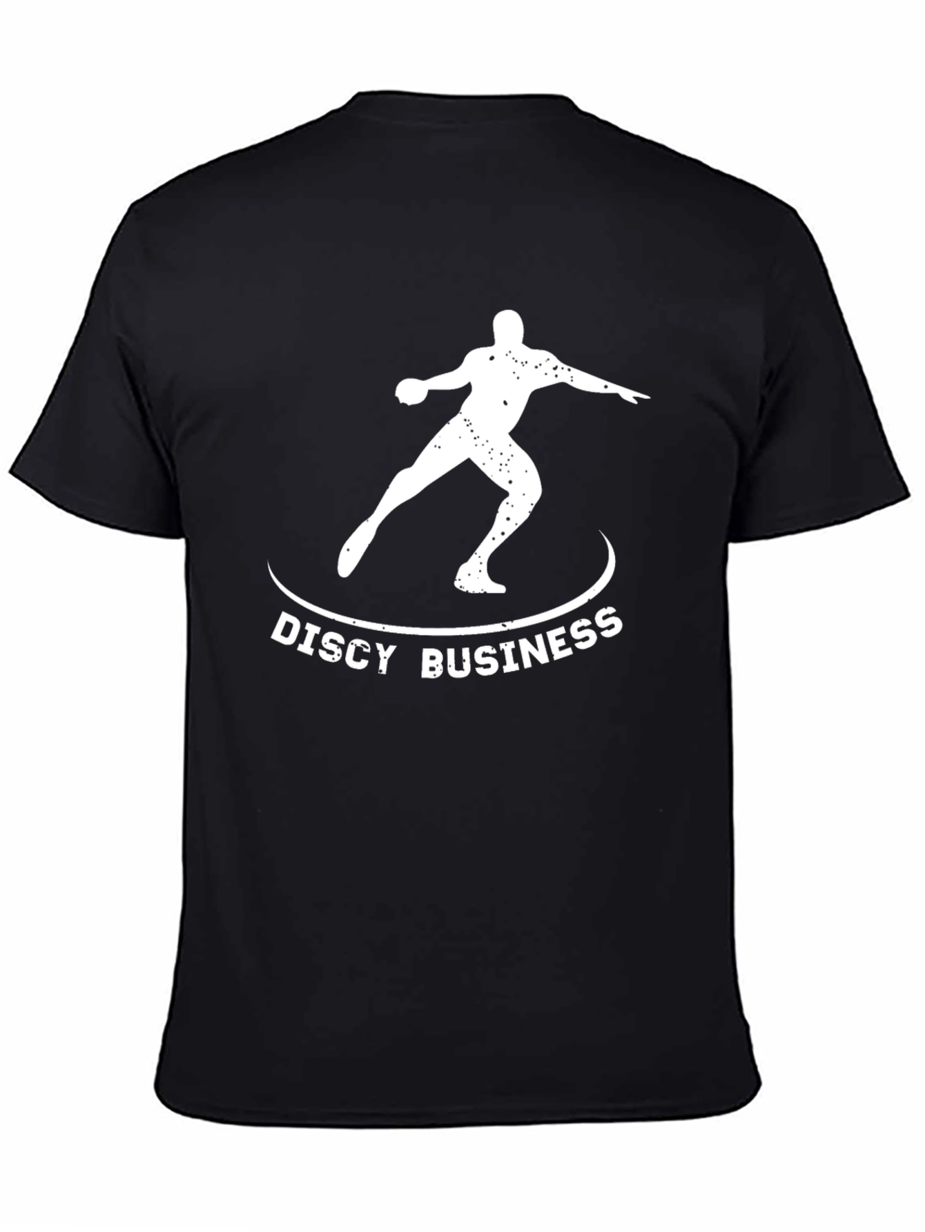 Discy Business Black T-Shirt Throwing Disc Design