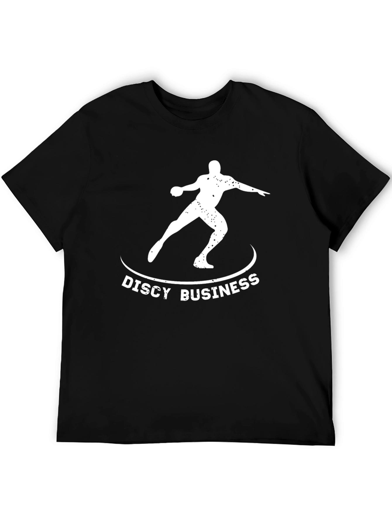 Discy Business Black T-Shirt Throwing Disc Design