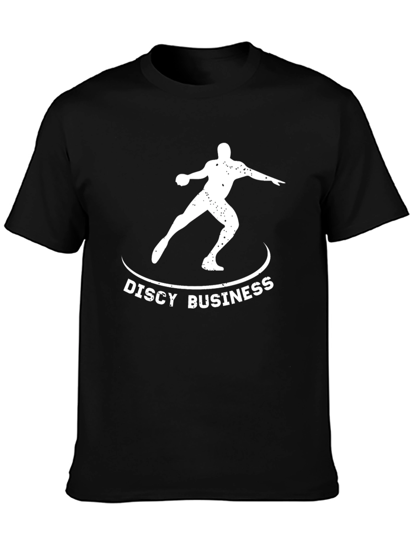 Discy Business Black T-Shirt Throwing Disc Design