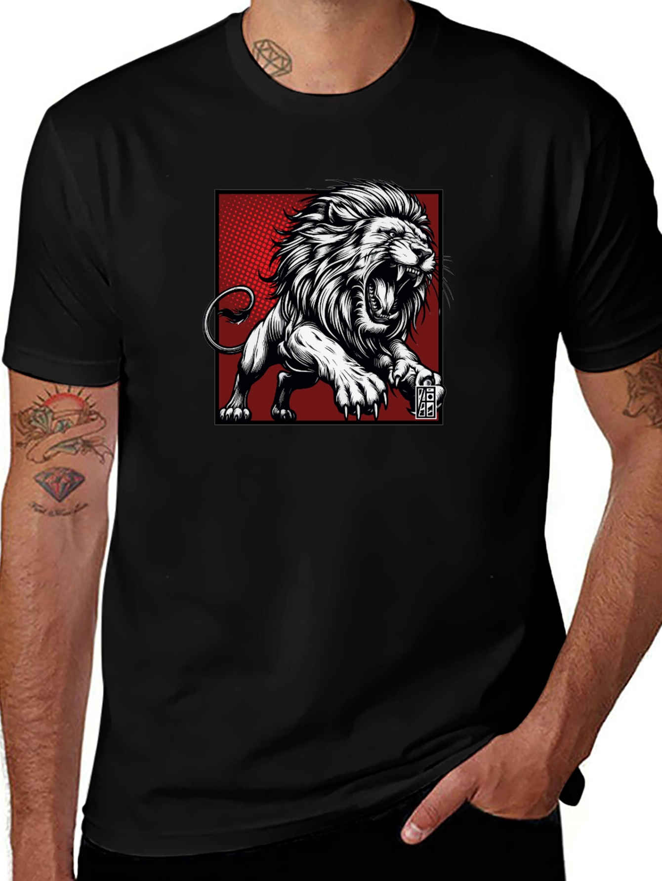 Roaring Lion Graphic Tee - Black Cotton T-Shirt