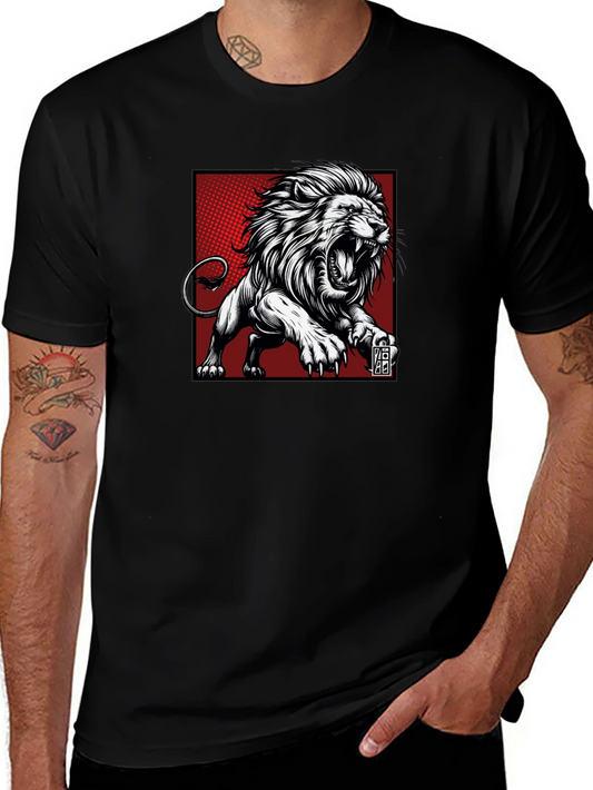 Roaring Lion Graphic Tee - Black Cotton T-Shirt