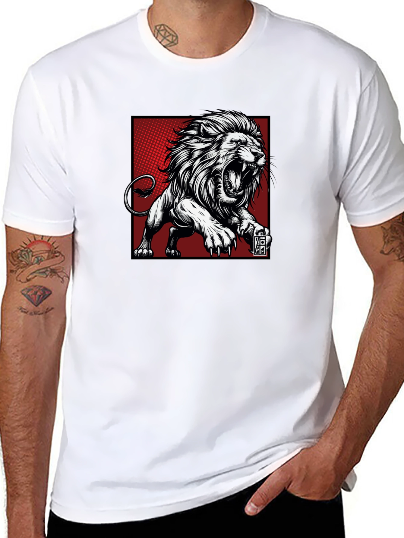 Roaring Lion Graphic Tee - Black Cotton T-Shirt