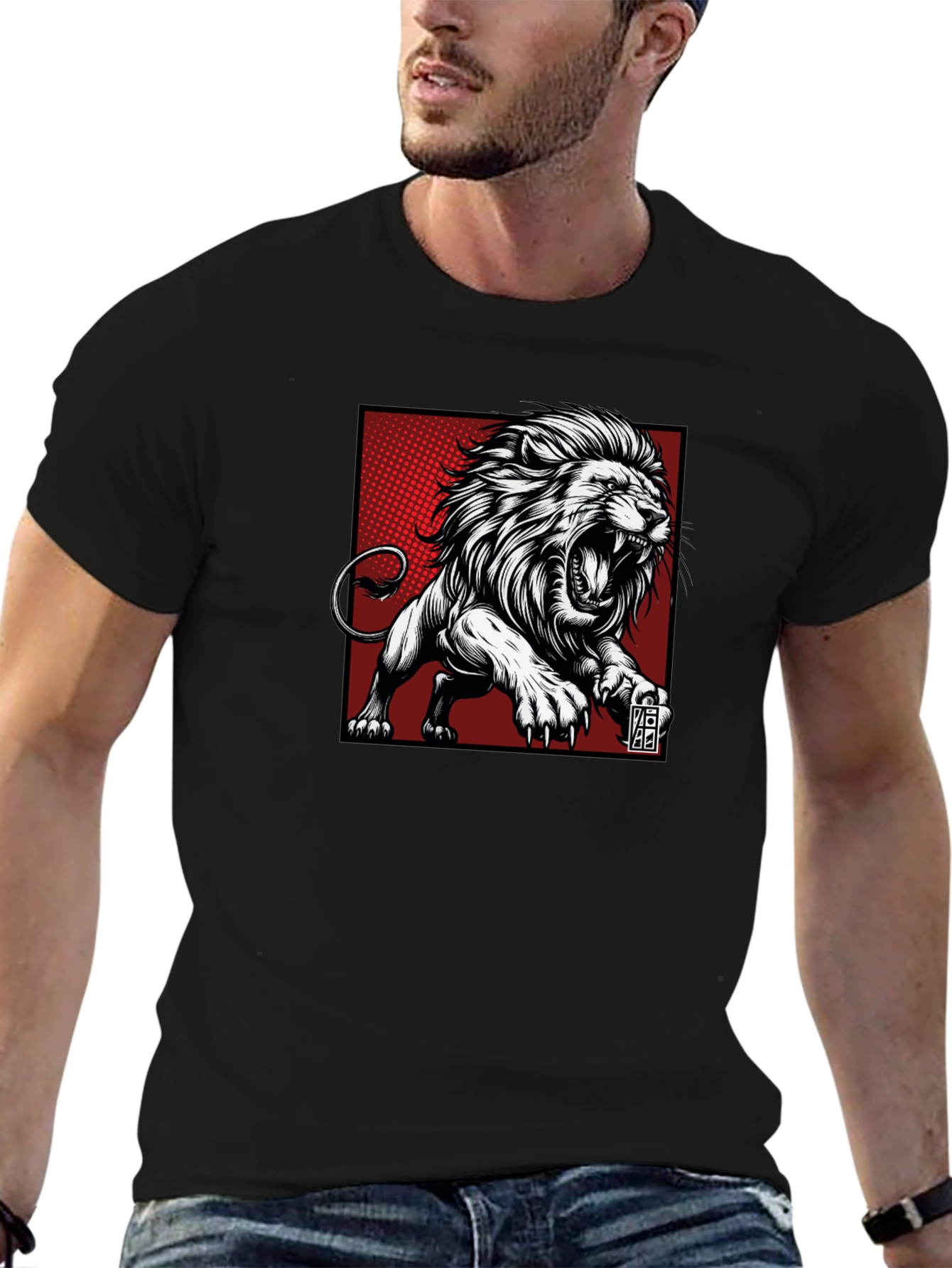 Roaring Lion Graphic Tee - Black Cotton T-Shirt