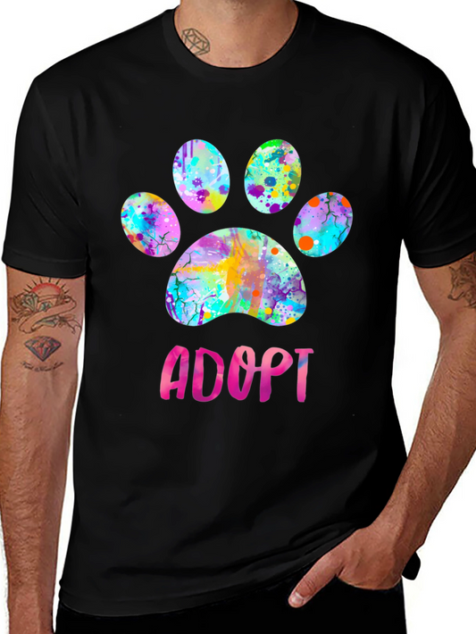 Adopt Dog Paw Print Graphic Tee