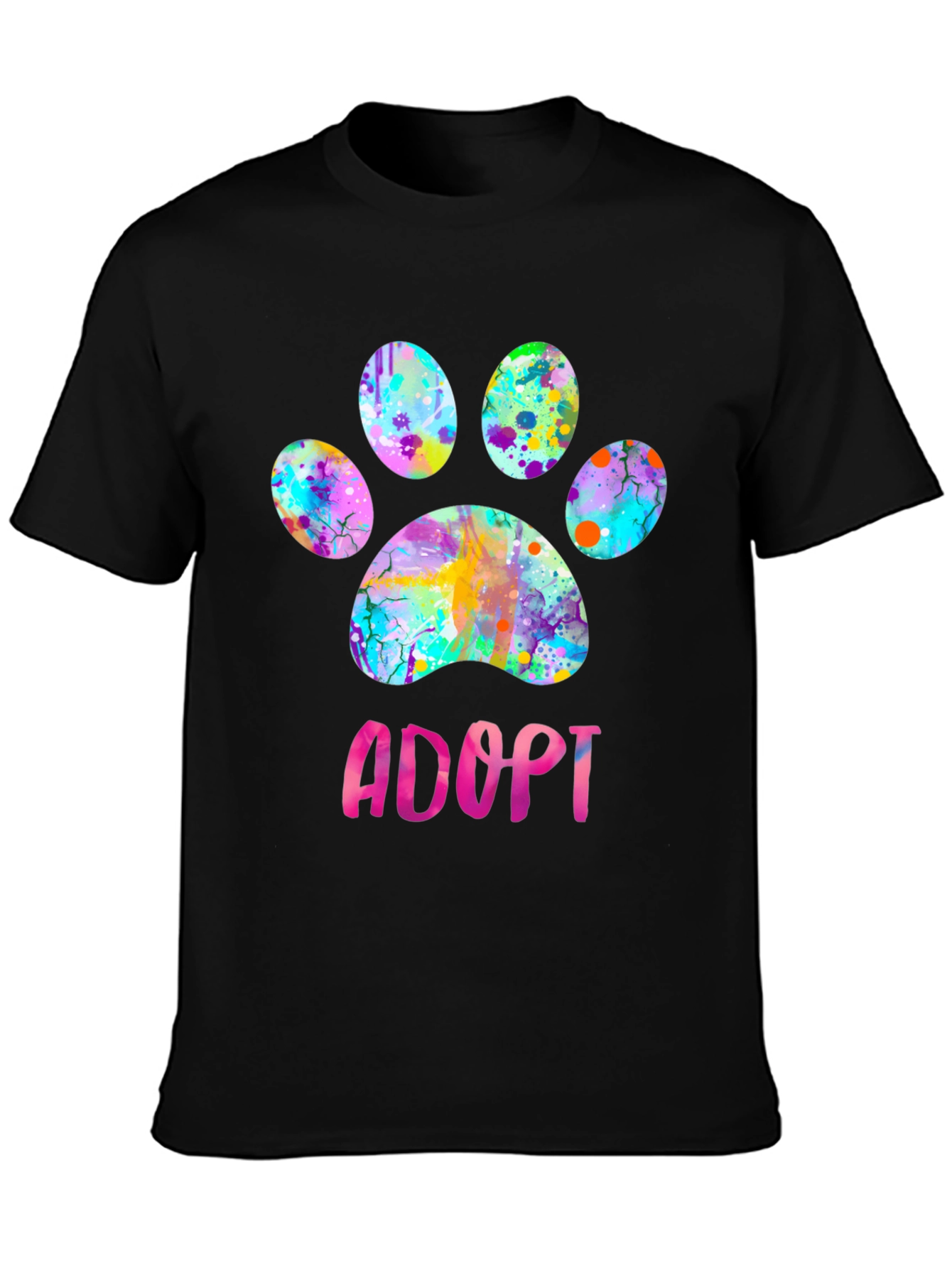 Adopt Dog Paw Print Graphic Tee