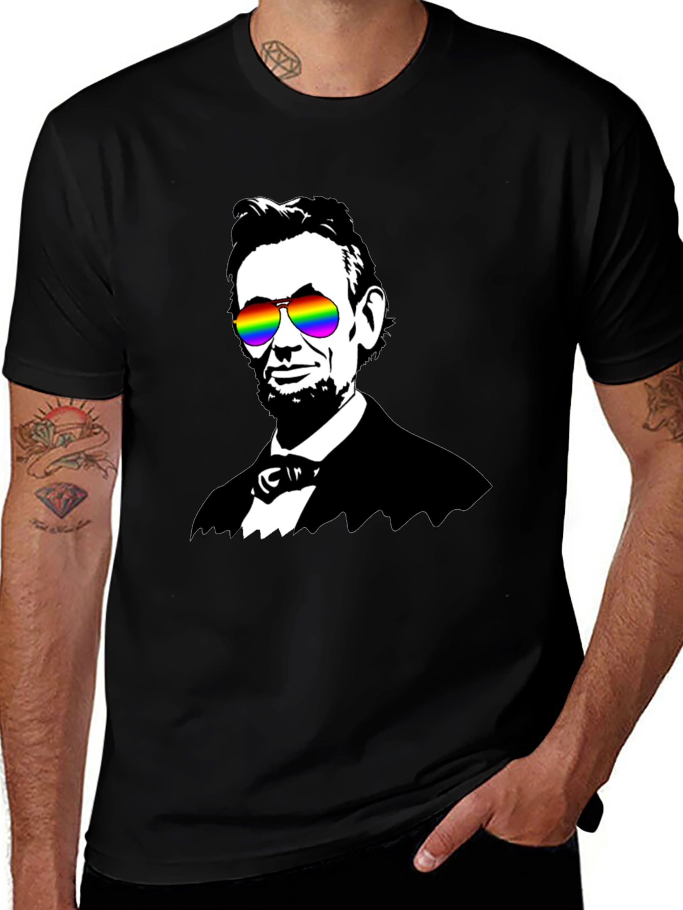 Abraham Lincoln Rainbow Sunglasses Graphic Tee