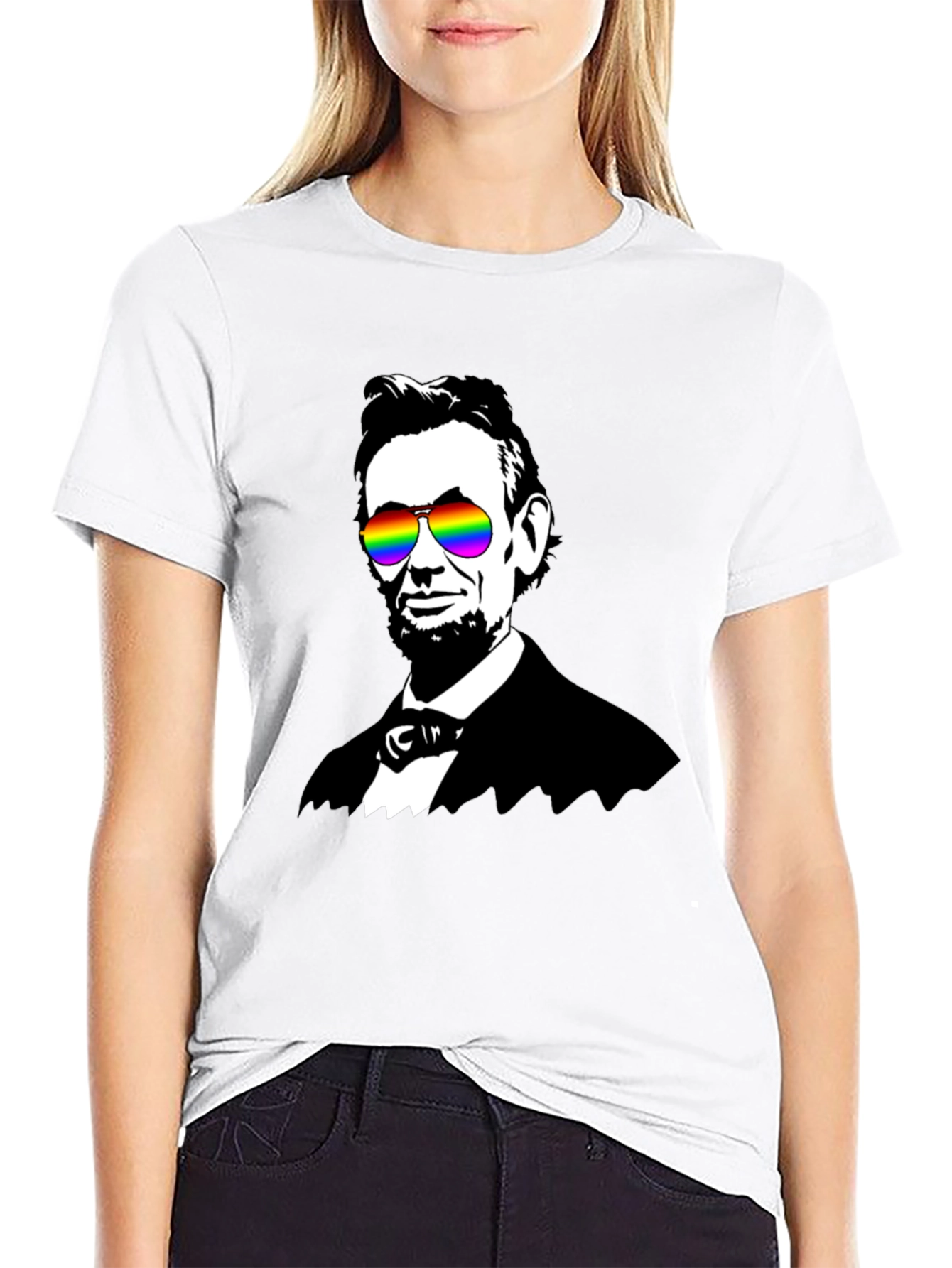 Abraham Lincoln Rainbow Sunglasses Graphic Tee