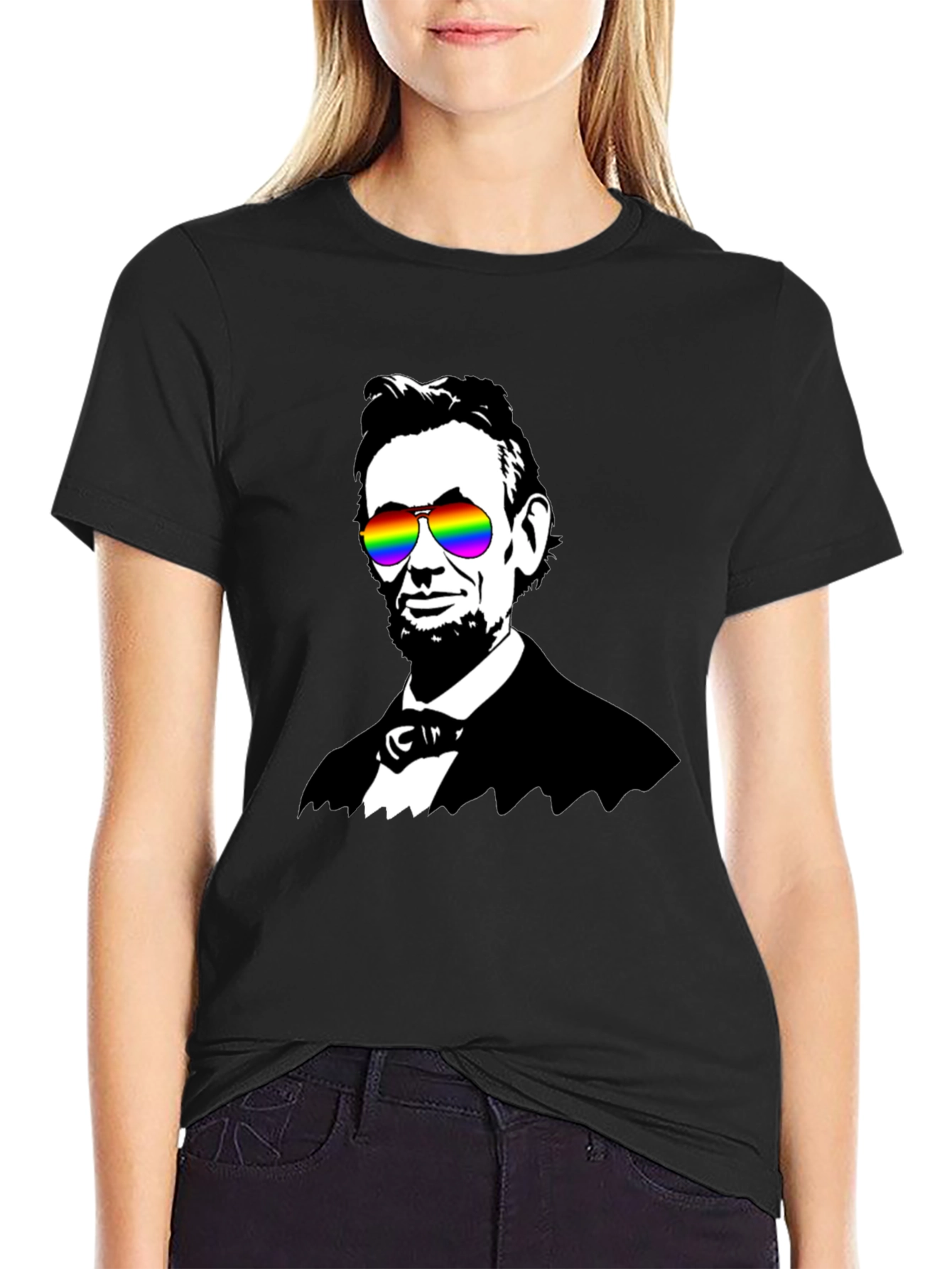 Abraham Lincoln Rainbow Sunglasses Graphic Tee