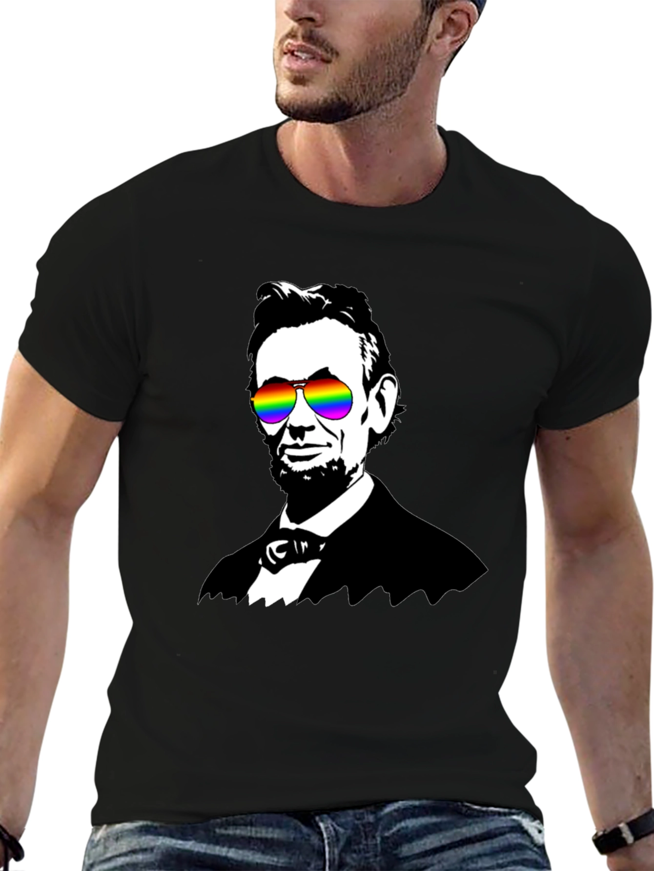 Abraham Lincoln Rainbow Sunglasses Graphic Tee