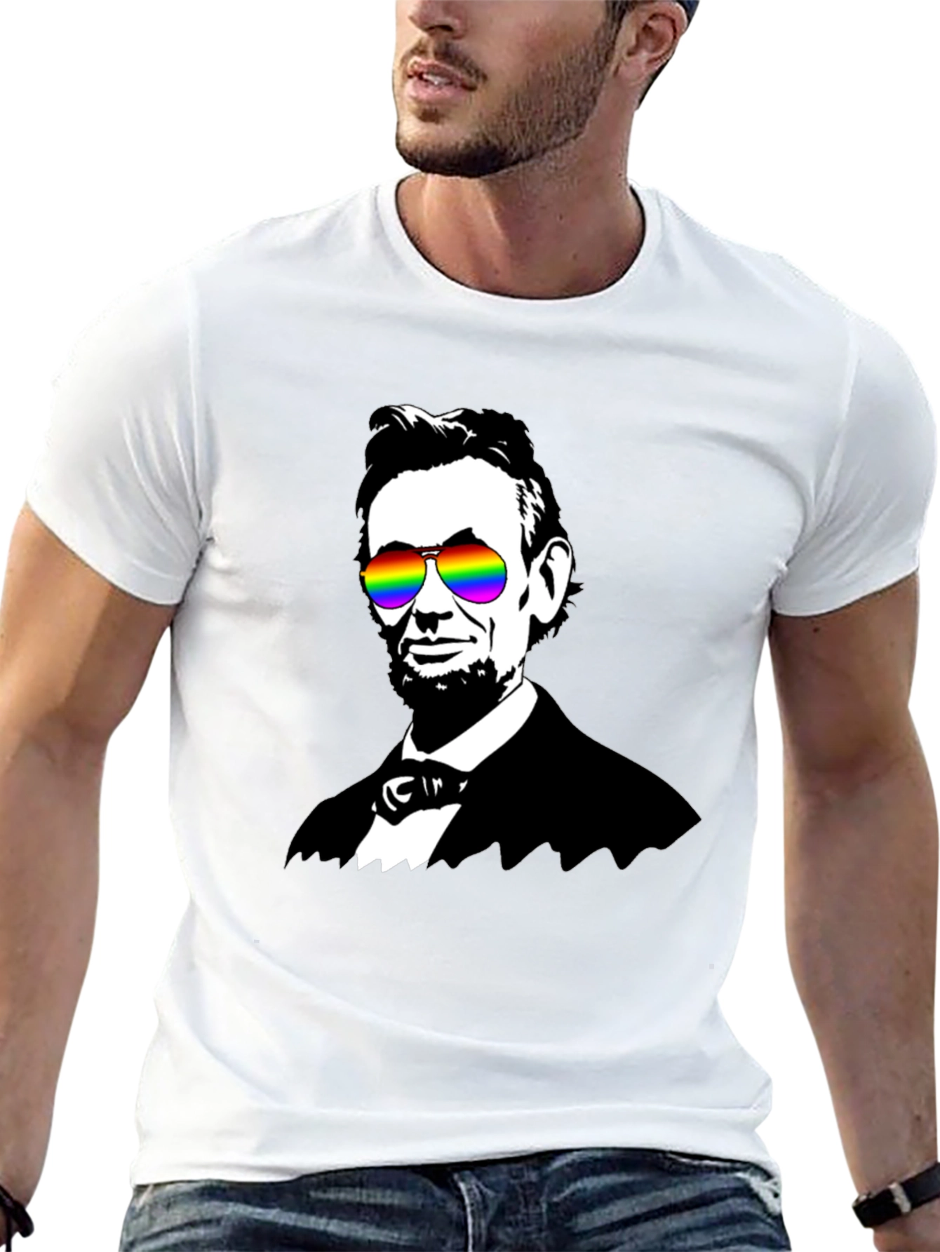 Abraham Lincoln Rainbow Sunglasses Graphic Tee