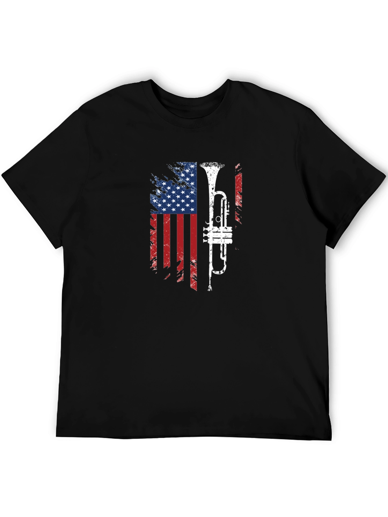 American Flag Trumpet Graphic T-Shirt