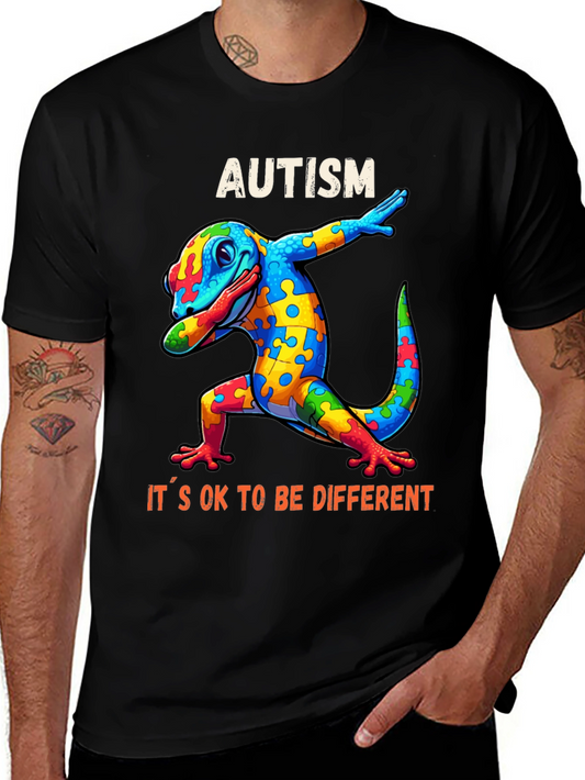 Autism Awareness Lizard Graphic Tee - Its OK To Be Different
