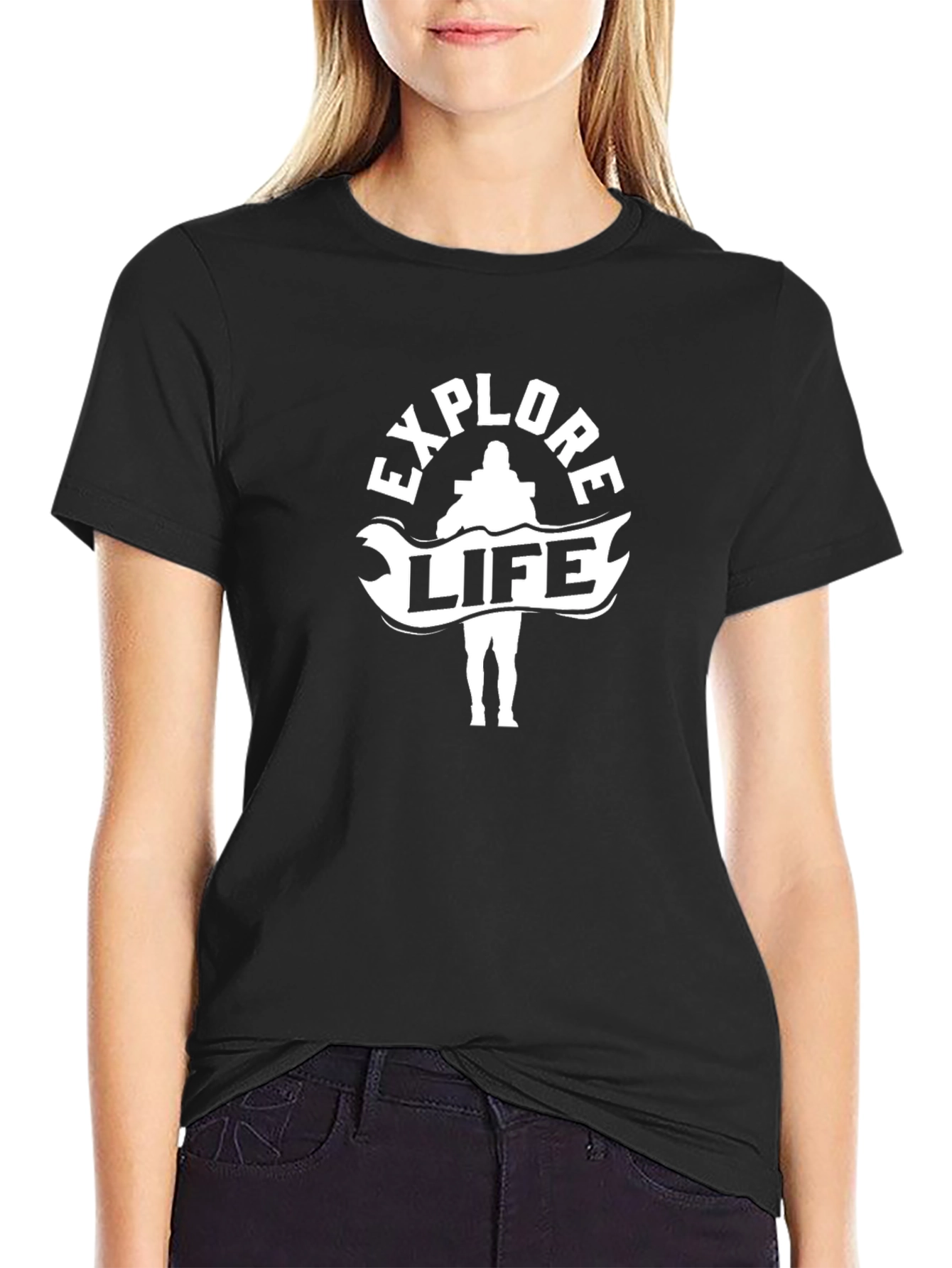 Explore Life Black Graphic T-Shirt