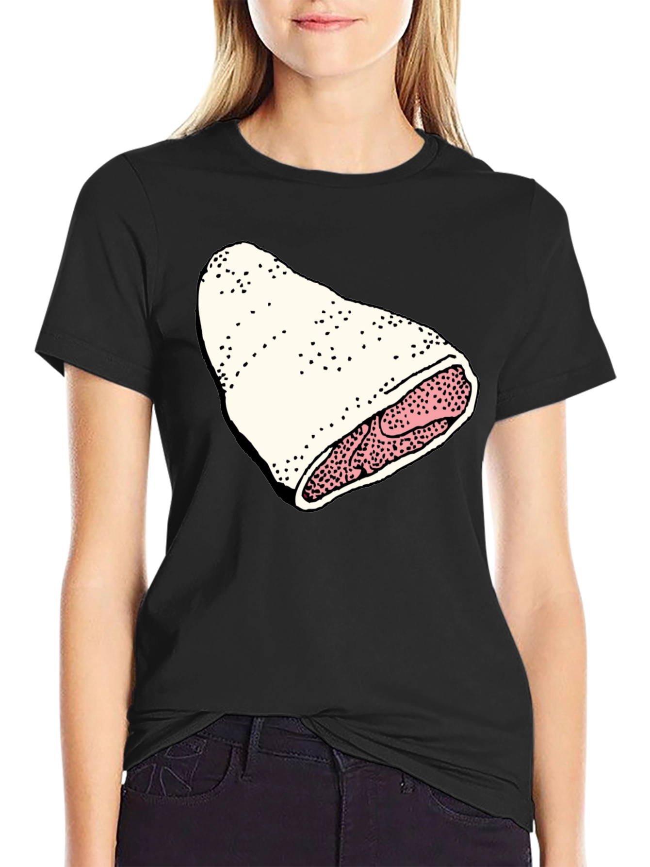 Novelty Black T-Shirt with Fun Food Graphic