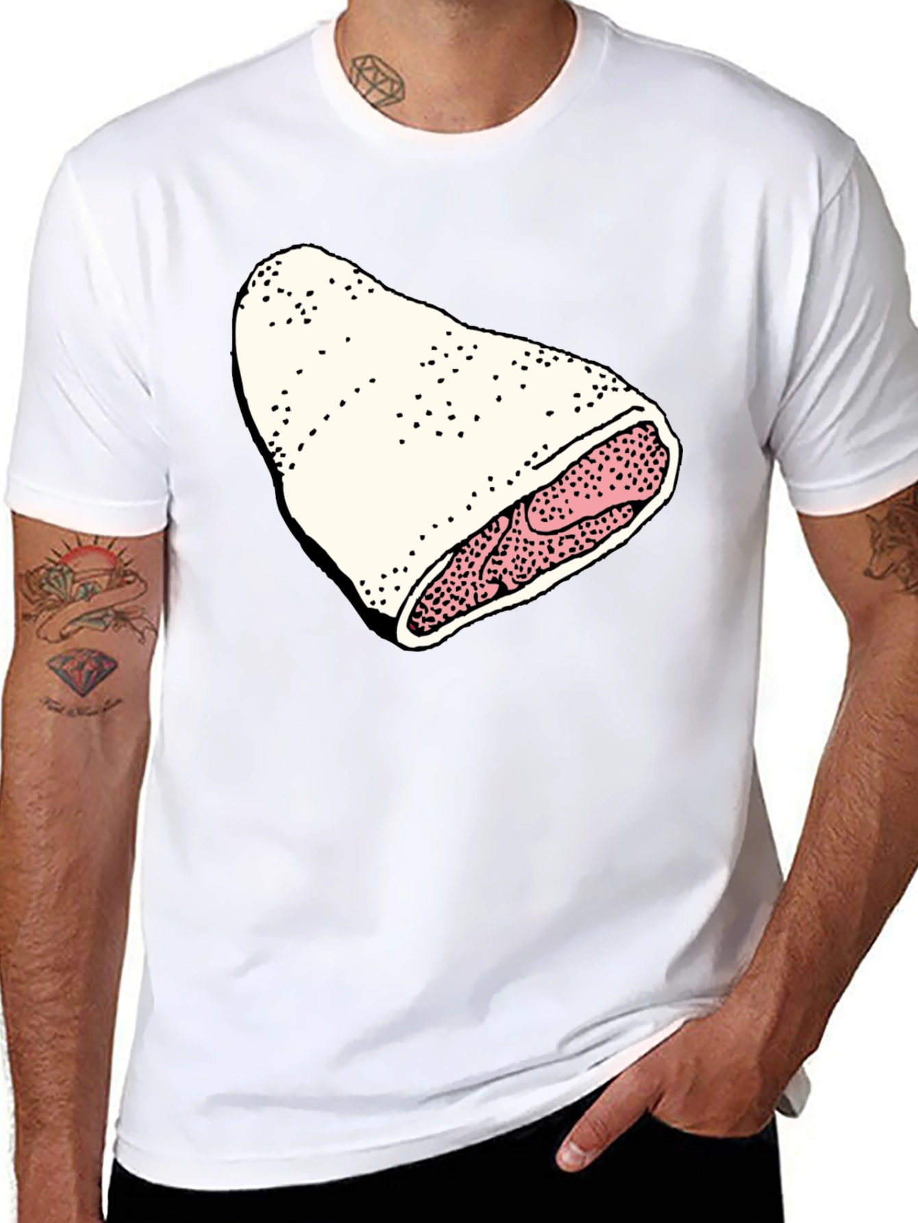 Novelty Black T-Shirt with Fun Food Graphic