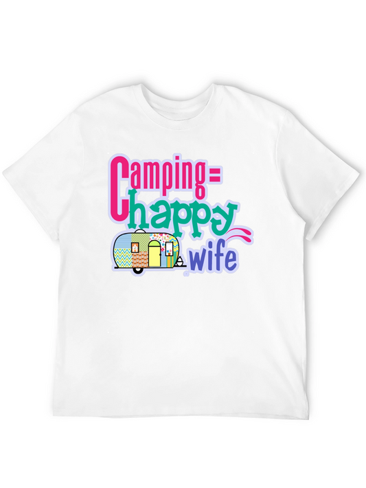 Camping = Happy Wife T-Shirt - Black