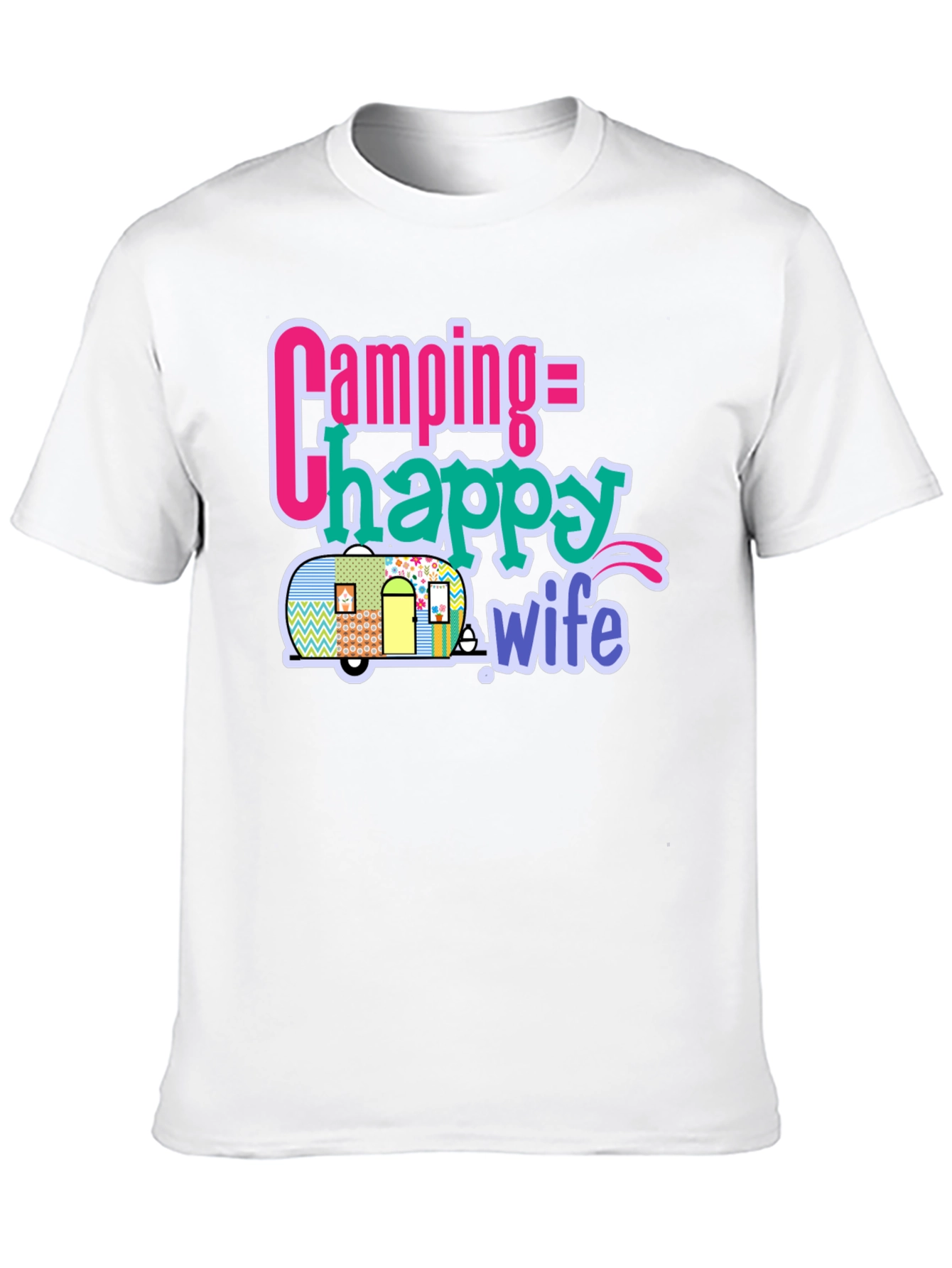 Camping = Happy Wife T-Shirt - Black