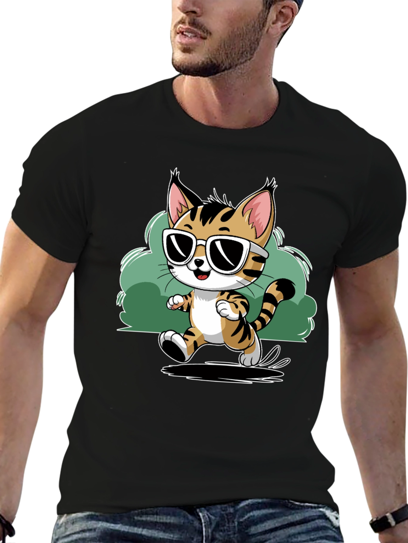 Cool Cat Tee - Stylish Cartoon Graphic T-Shirt