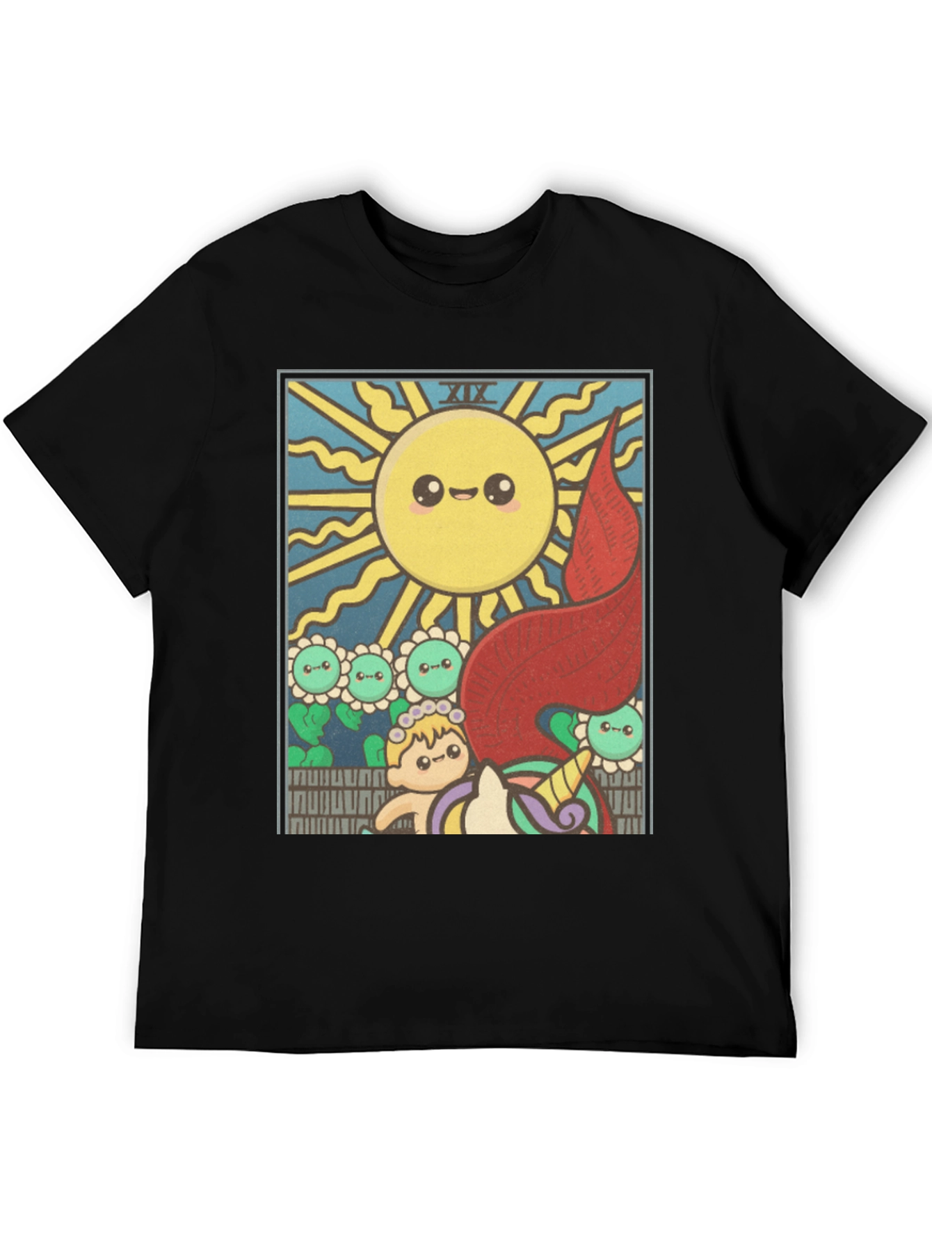 Kawaii Tarot Card Sun Graphic T-Shirt