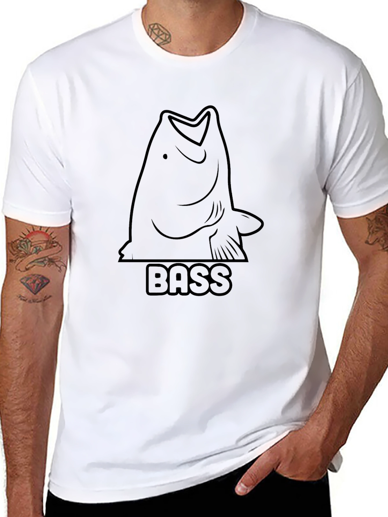 Bass Fish Graphic Tee - Mens Black T-Shirt