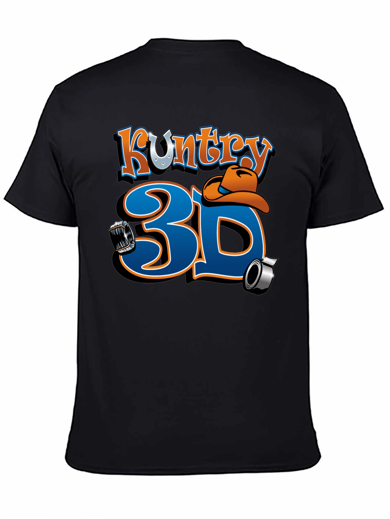 Kuntry 3D Graphic Tee - Black Cotton Blend