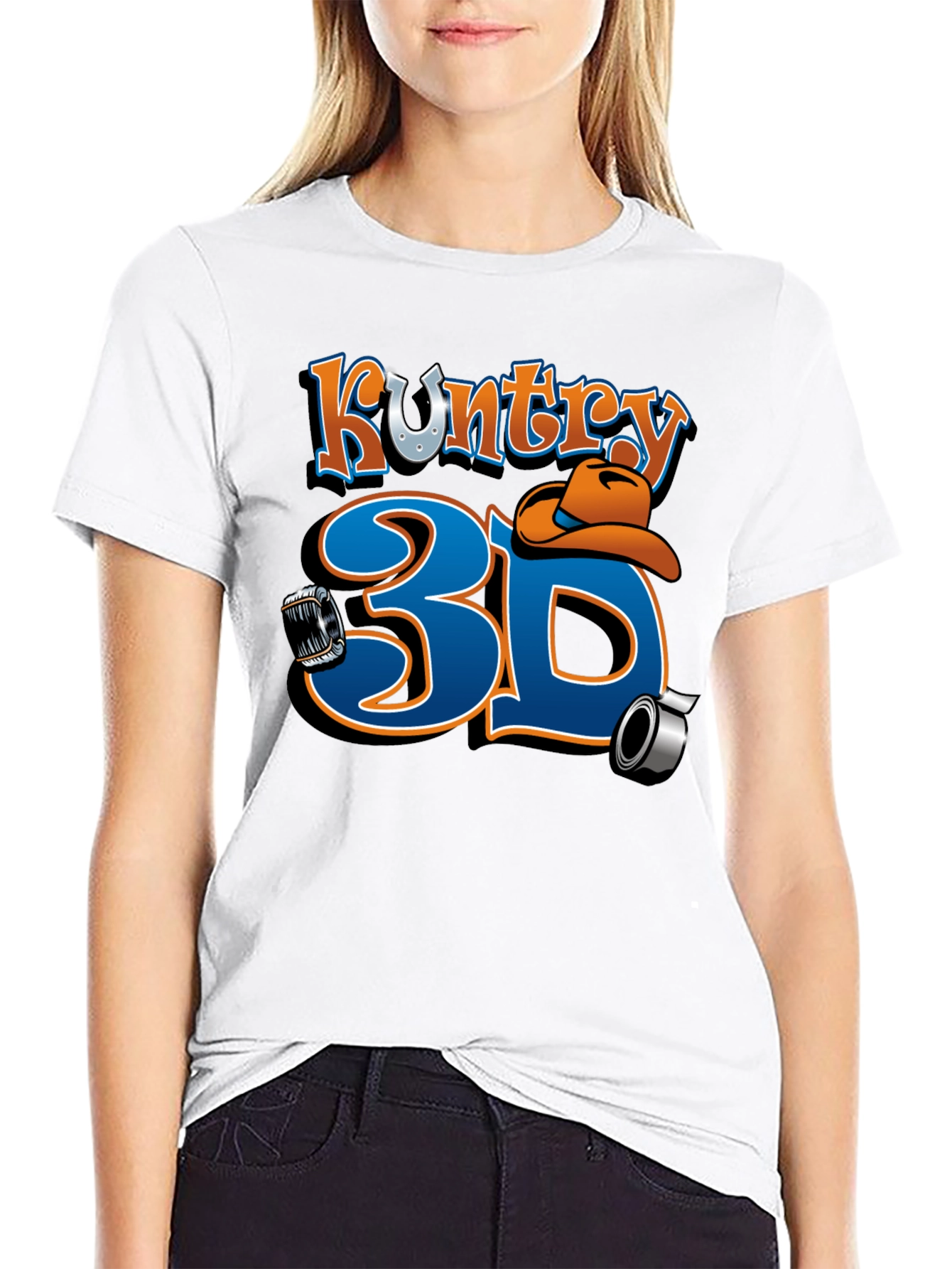 Kuntry 3D Graphic Tee - Black Cotton Blend