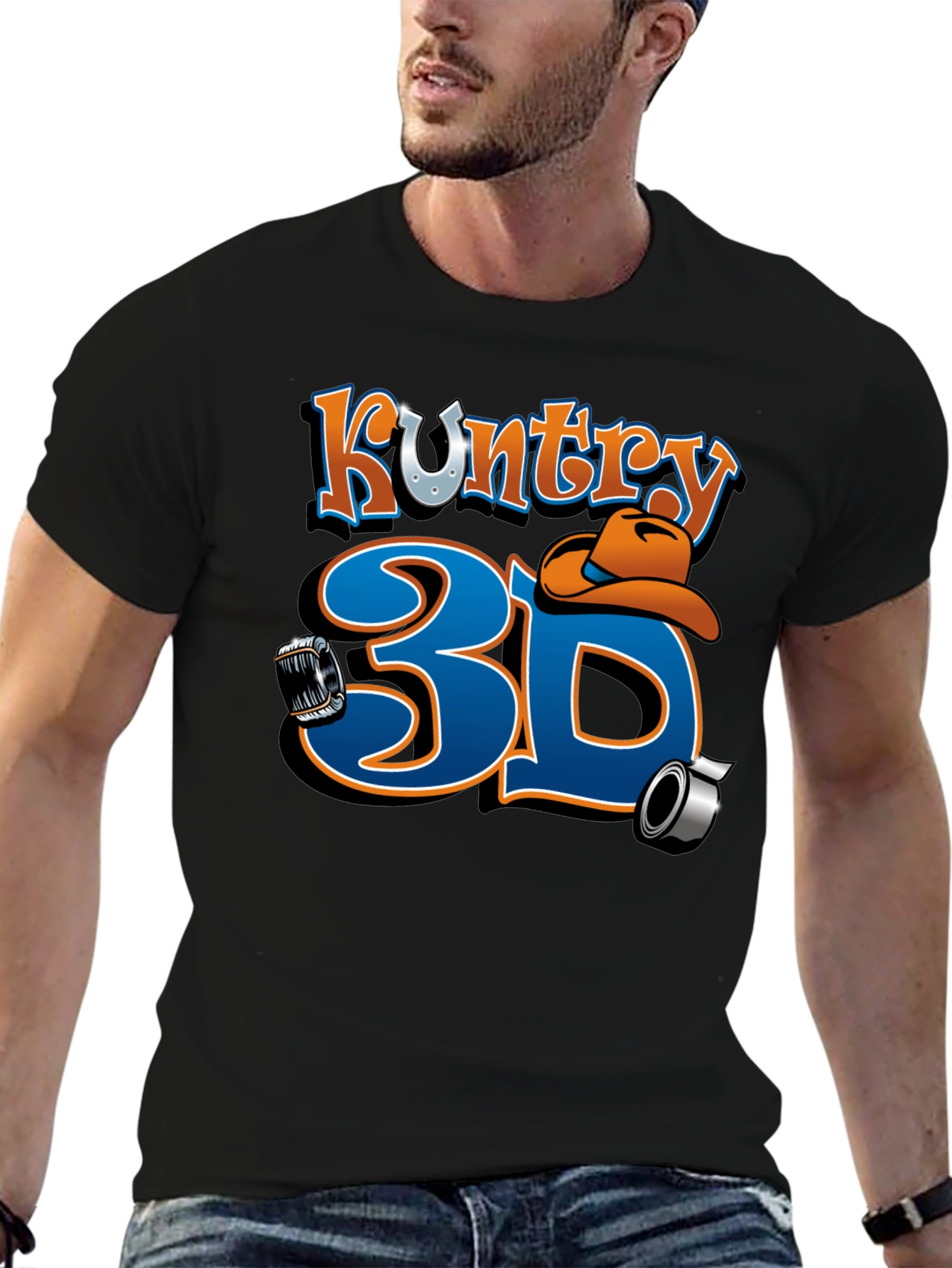 Kuntry 3D Graphic Tee - Black Cotton Blend