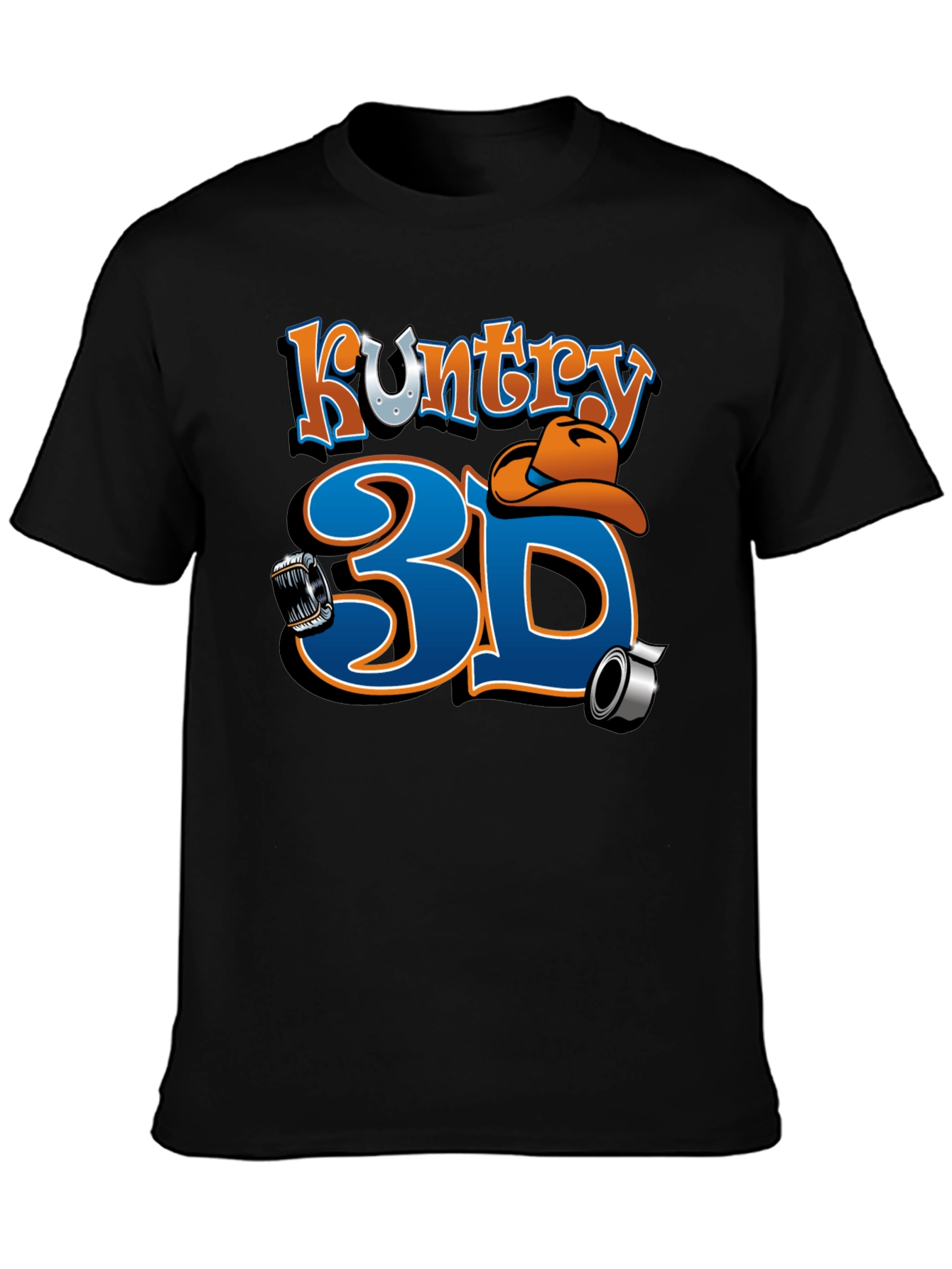 Kuntry 3D Graphic Tee - Black Cotton Blend