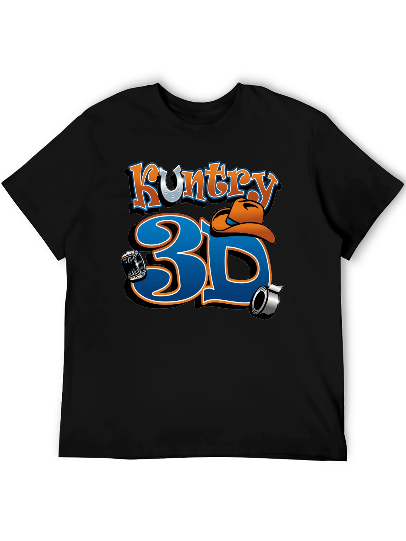 Kuntry 3D Graphic Tee - Black Cotton Blend
