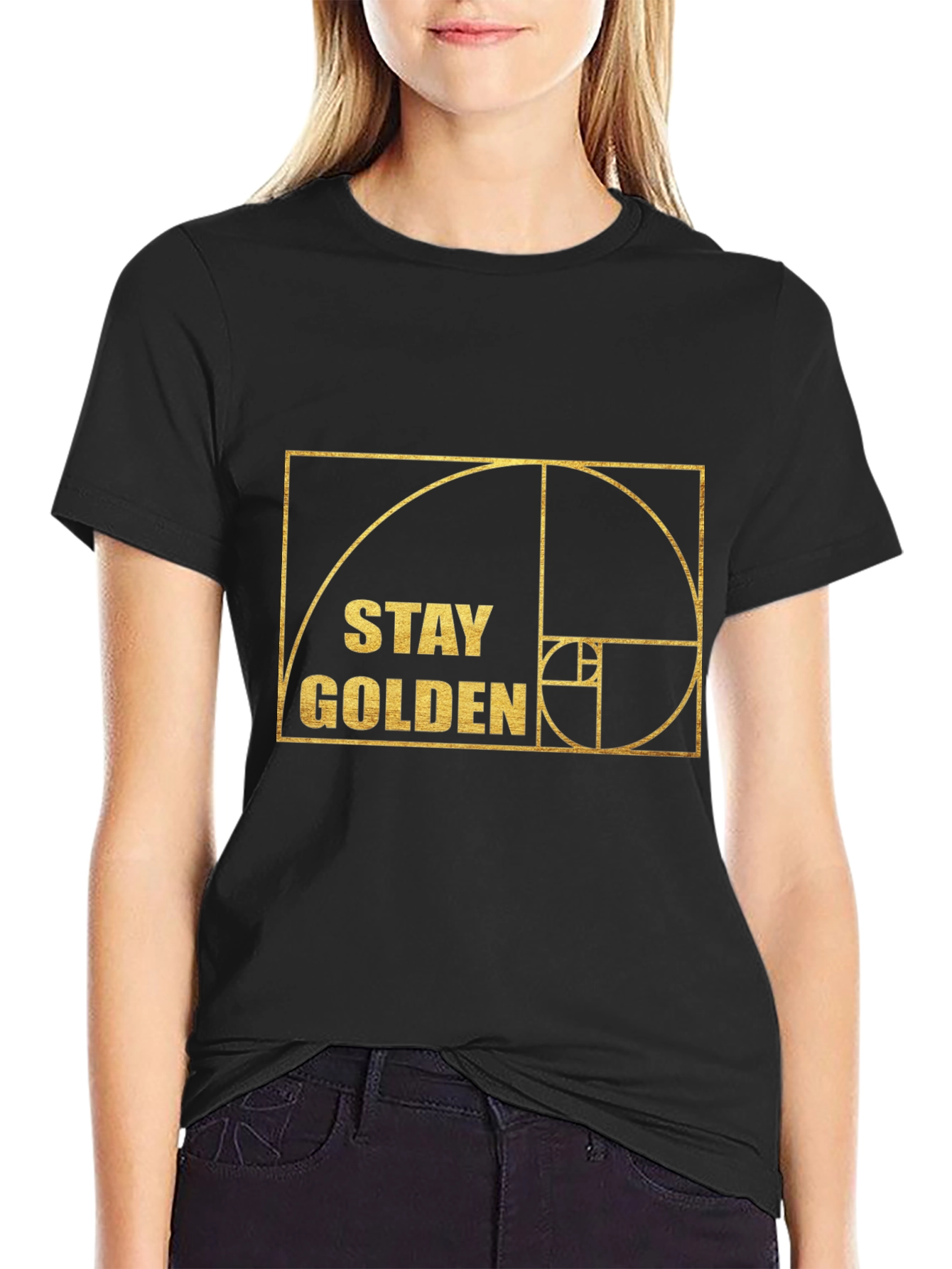 Stay Golden Fibonacci Sequence Black T-Shirt