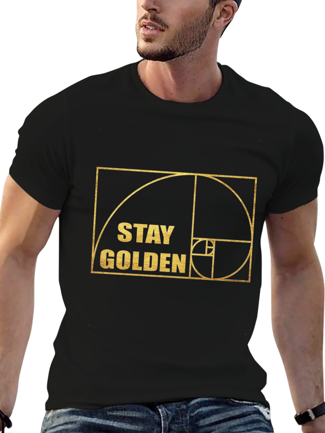 Stay Golden Fibonacci Sequence Black T-Shirt