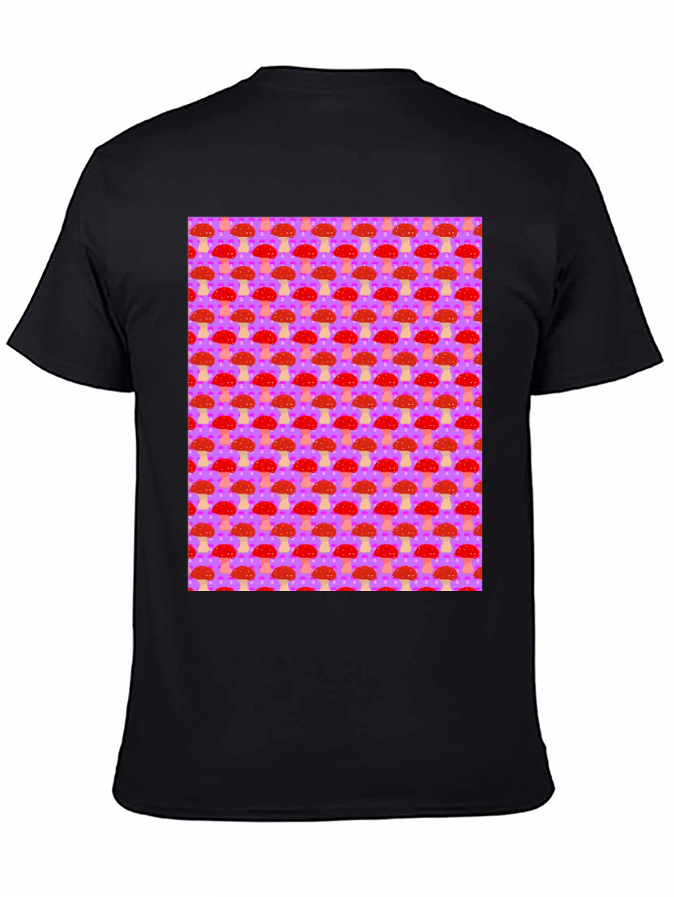 Mushroom Pattern Graphic Tee - Black