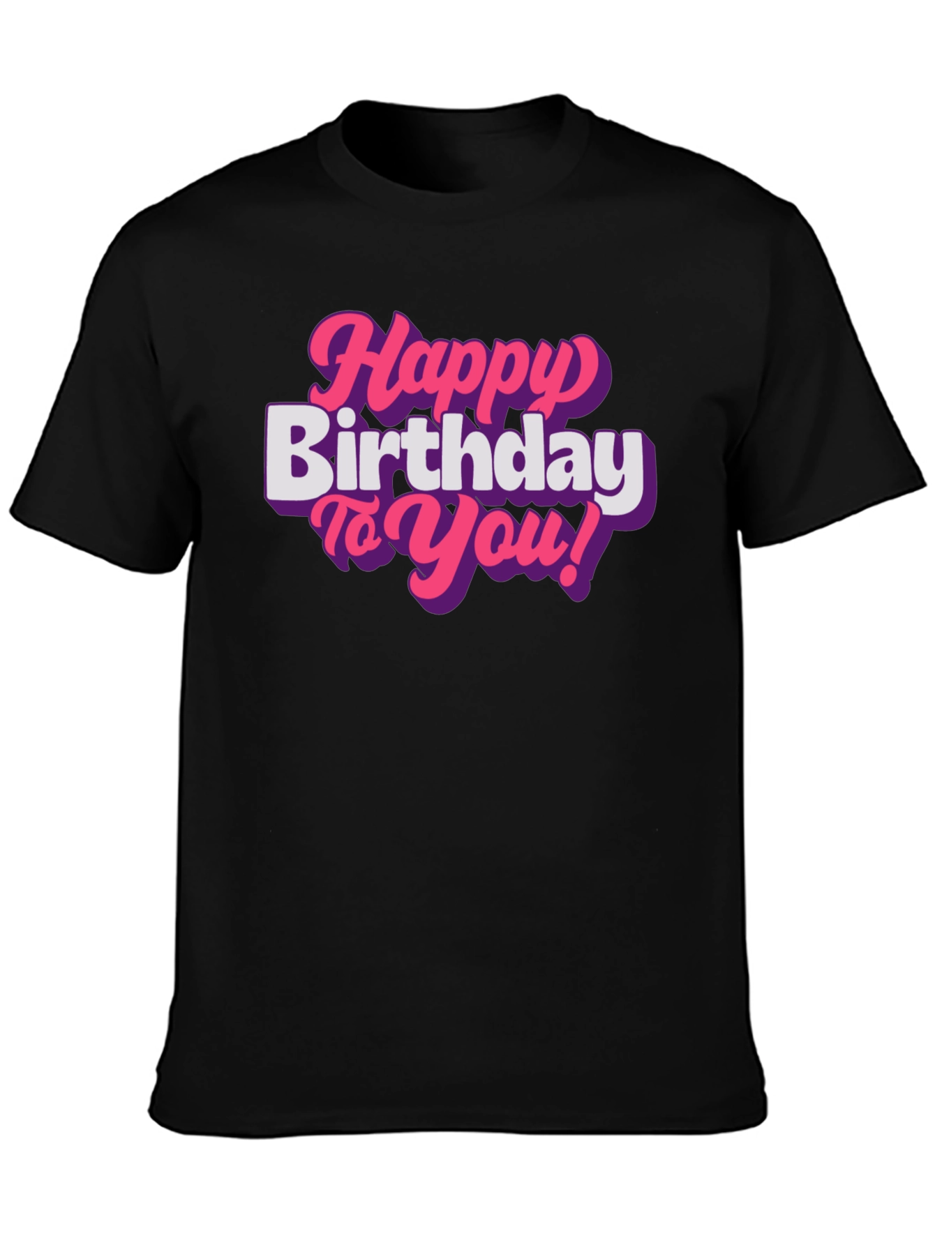 Happy Birthday T-Shirt - Pink Retro Font