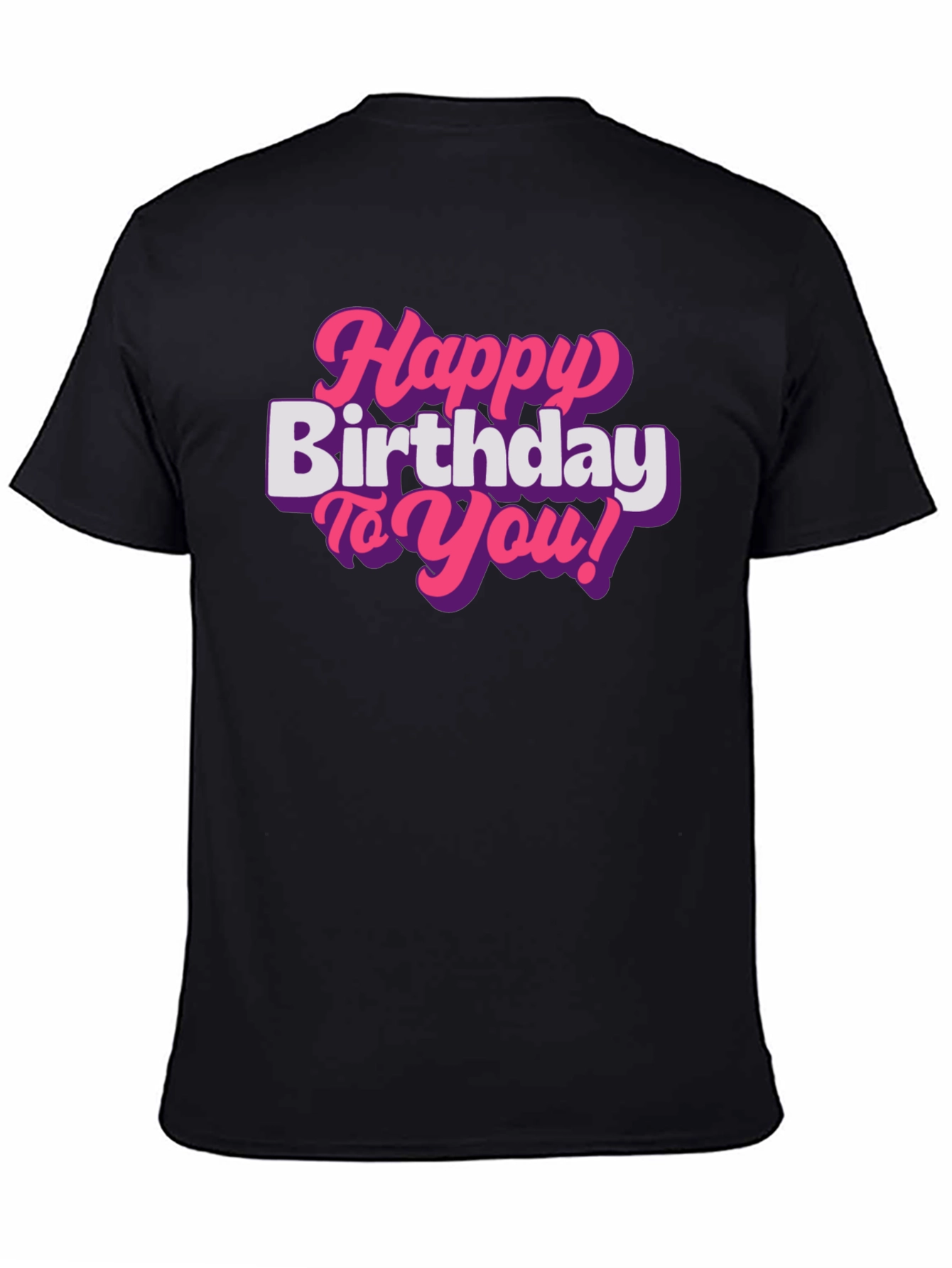 Happy Birthday T-Shirt - Pink Retro Font
