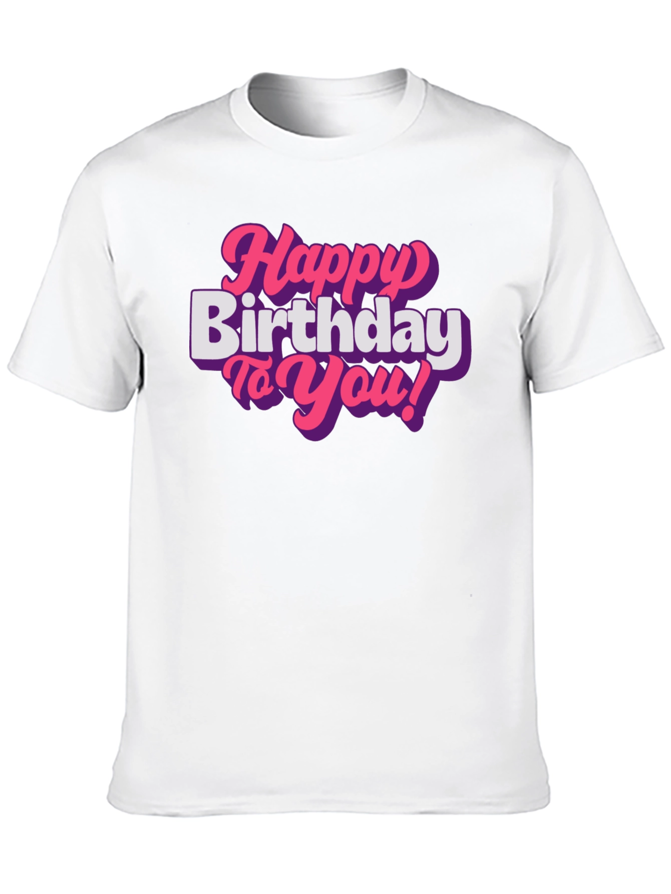 Happy Birthday T-Shirt - Pink Retro Font